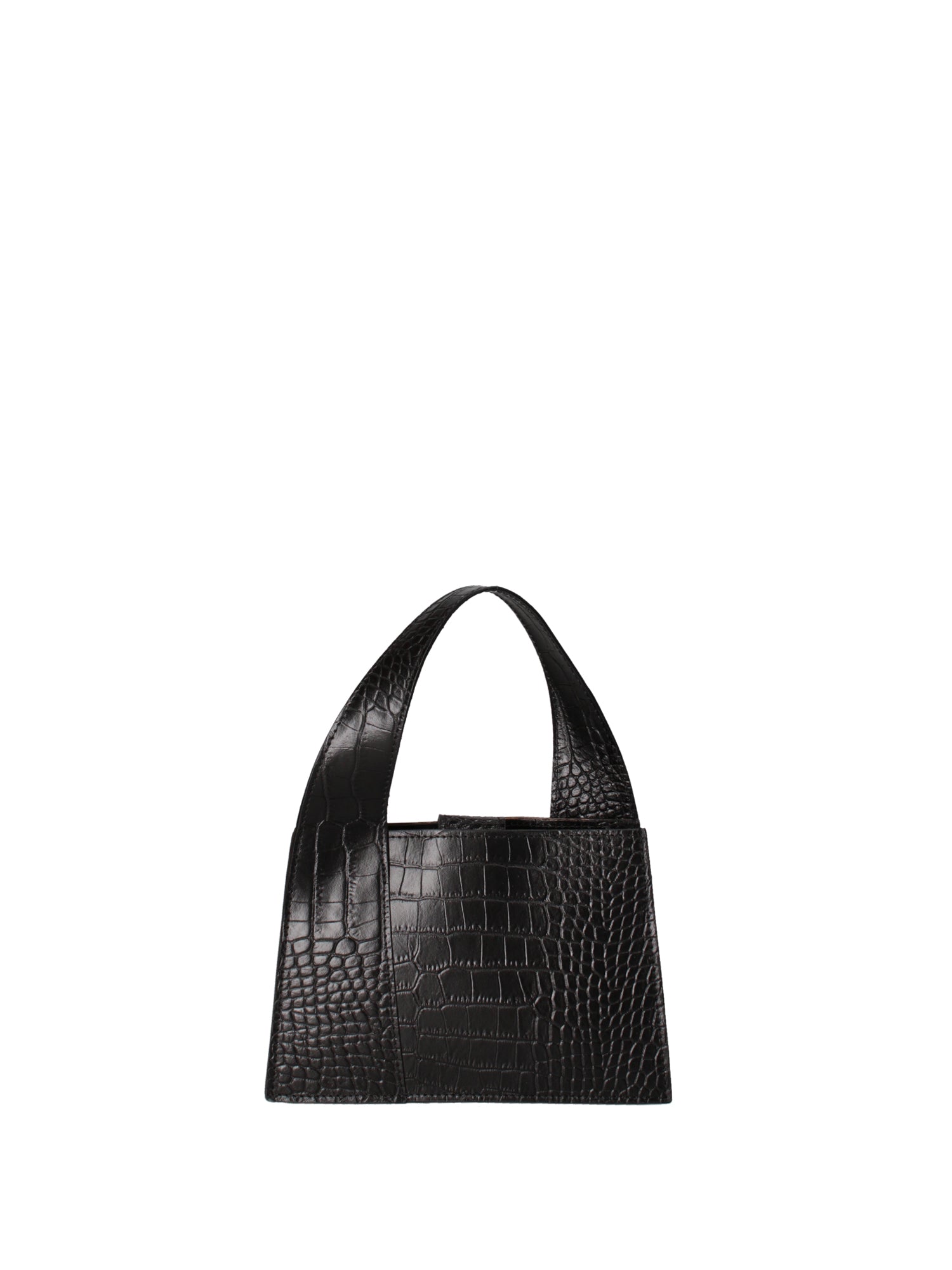 Borsa a mano da donna Vera pelle effetto cocco 07220-C28 NERO Roberta Rossi