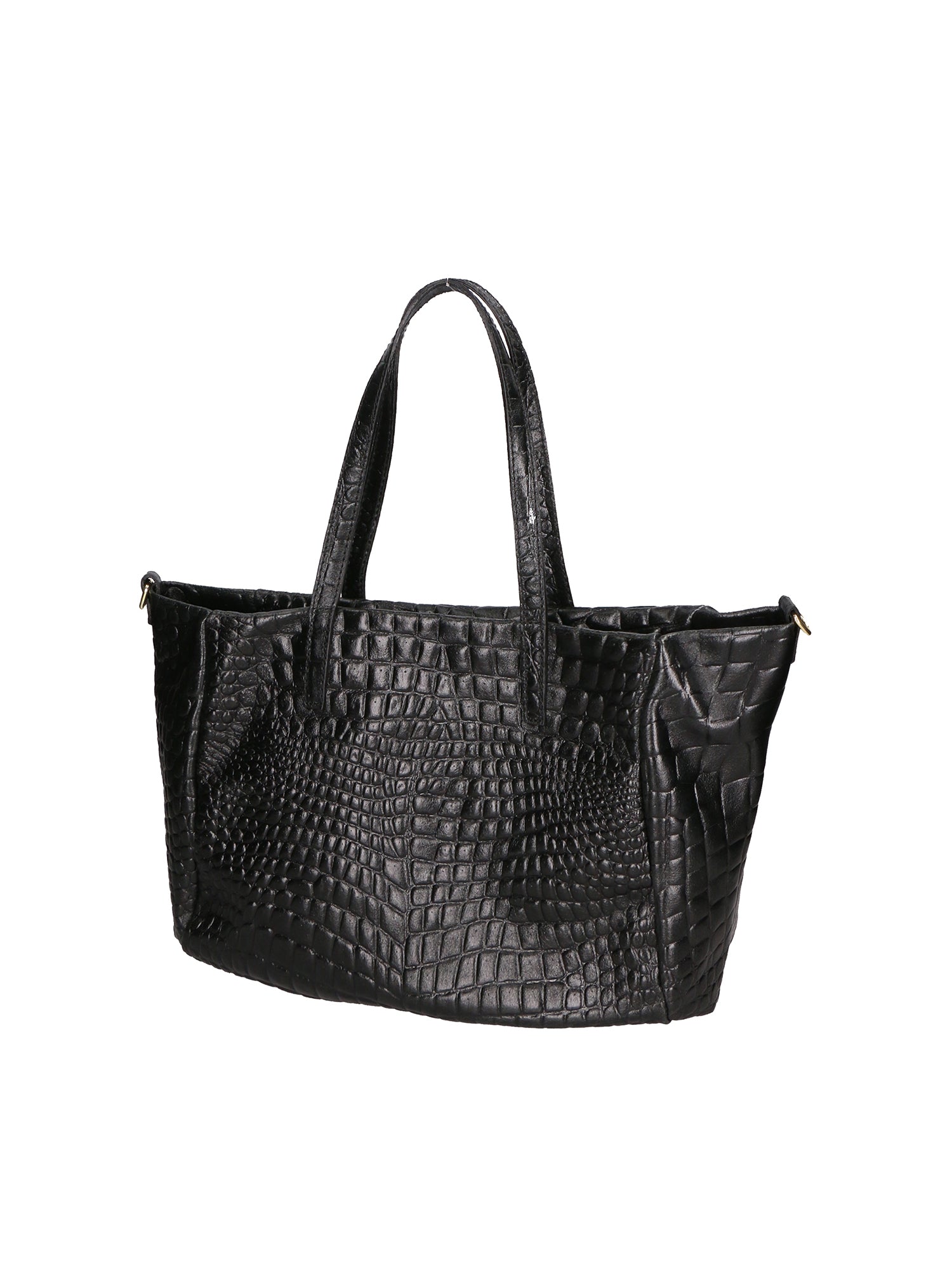 Lorella Borsa a spalla da donna Vera pelle croco 06499-019 NERO Gave Lux