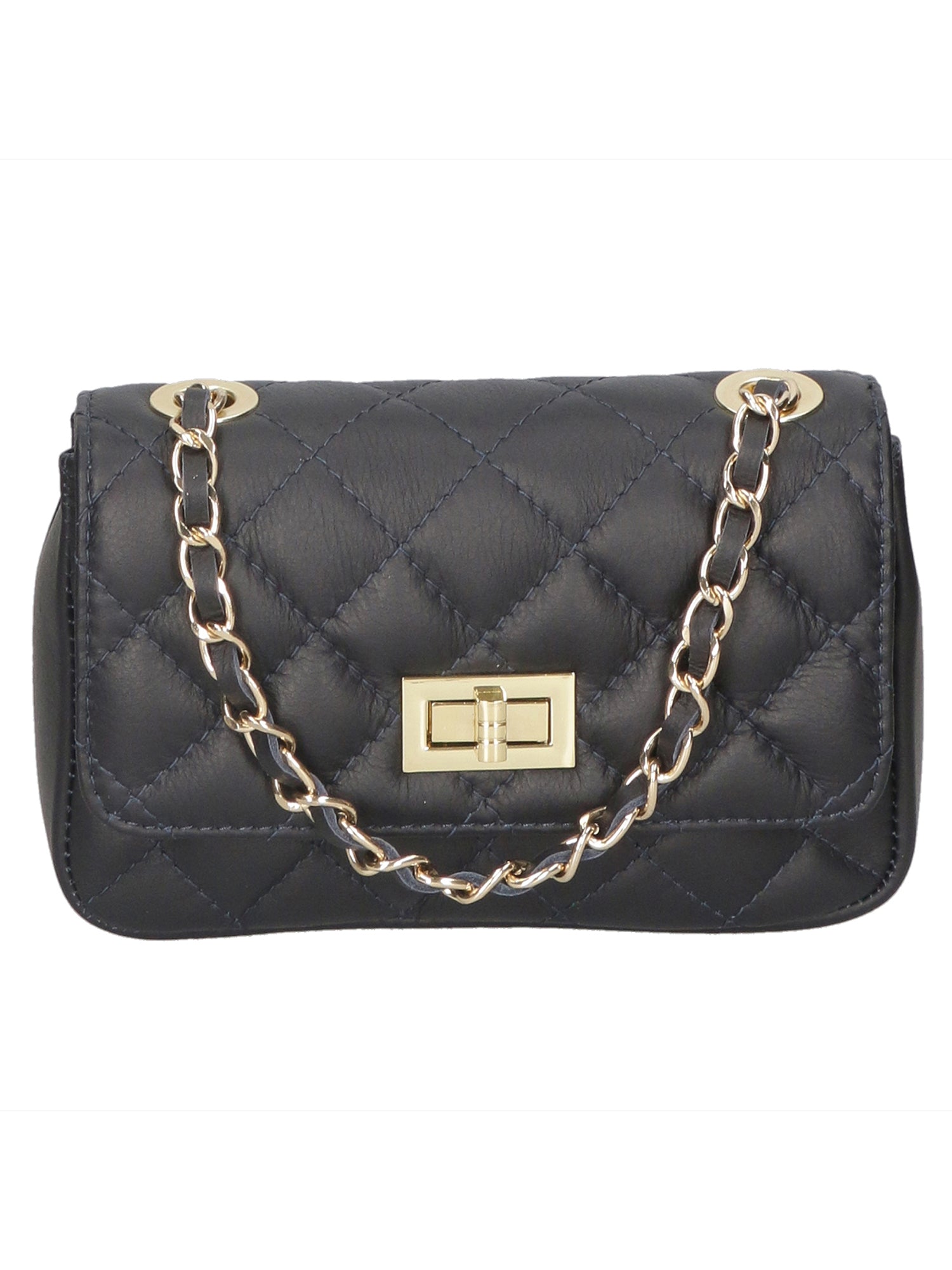 Carolina Borsa a spalla da donna Vera pelle 1073-S24 BLU JEANS Gave Lux