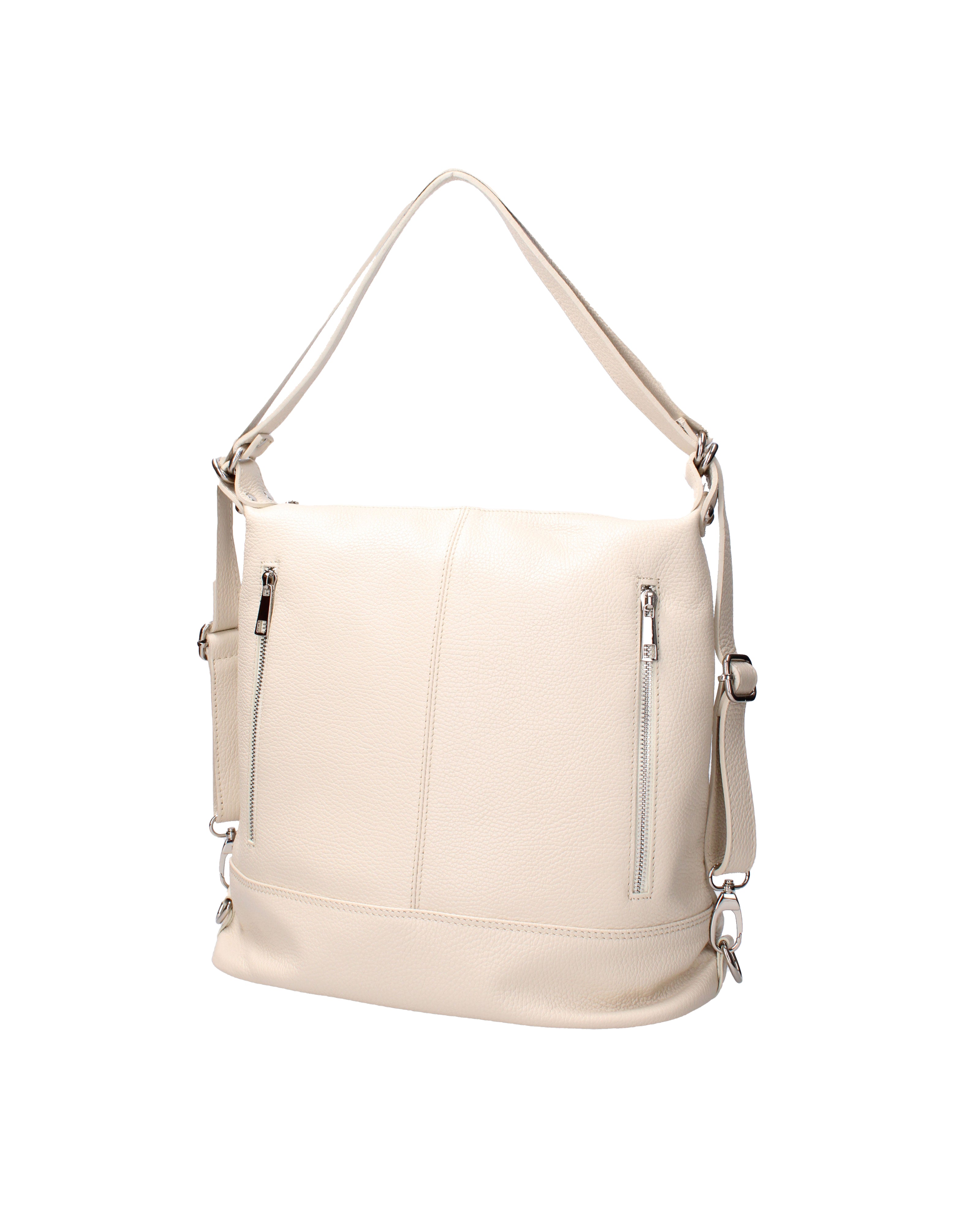 Vera pelle 07135-D37 LATTE Borsa a spalla convertibile Anjelica Viola Castellani