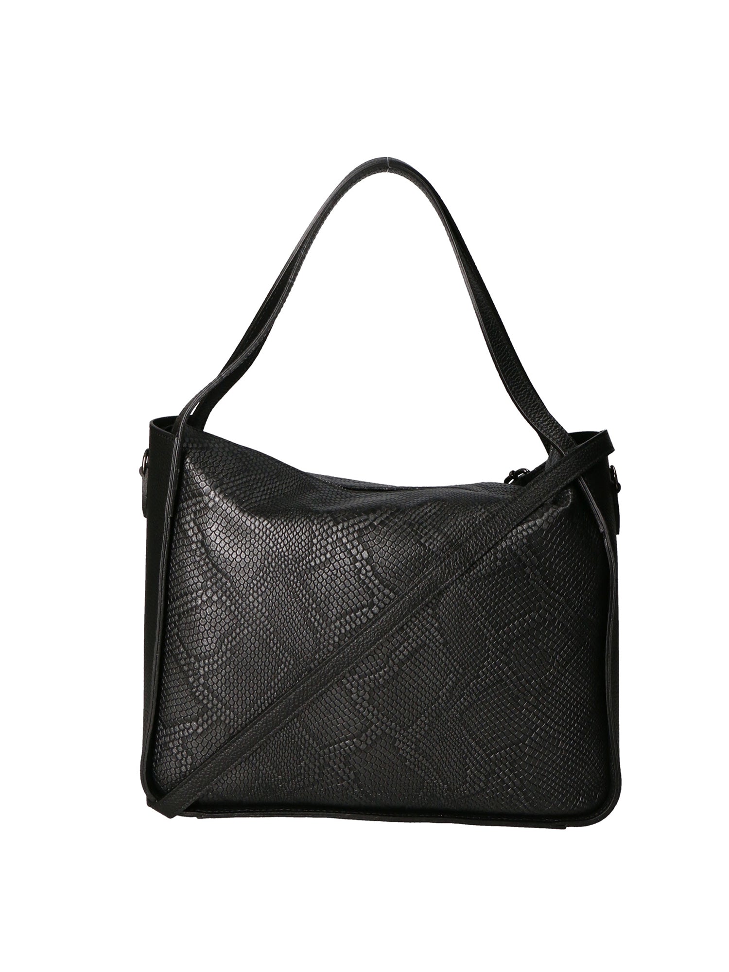 Aura Borsa a spalla da donna Vera pelle stampata lizard 05517-D28 NERO L022 NERO Gave Lux