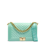 Borsa a mano da donna 100% PVC FLAT M-VERDE ACQUA + LIGHT GOLD Marc Ellis