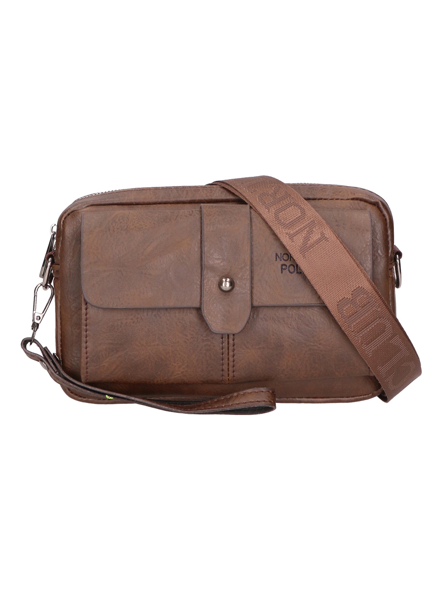 Borsa a tracolla da uomo 100% pelle PU PCL3049-BROWN Northampton Polo Club