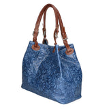 Elenia Borsa a mano da donna Vera pelle 80049-012 BLU JEANS Gave Lux