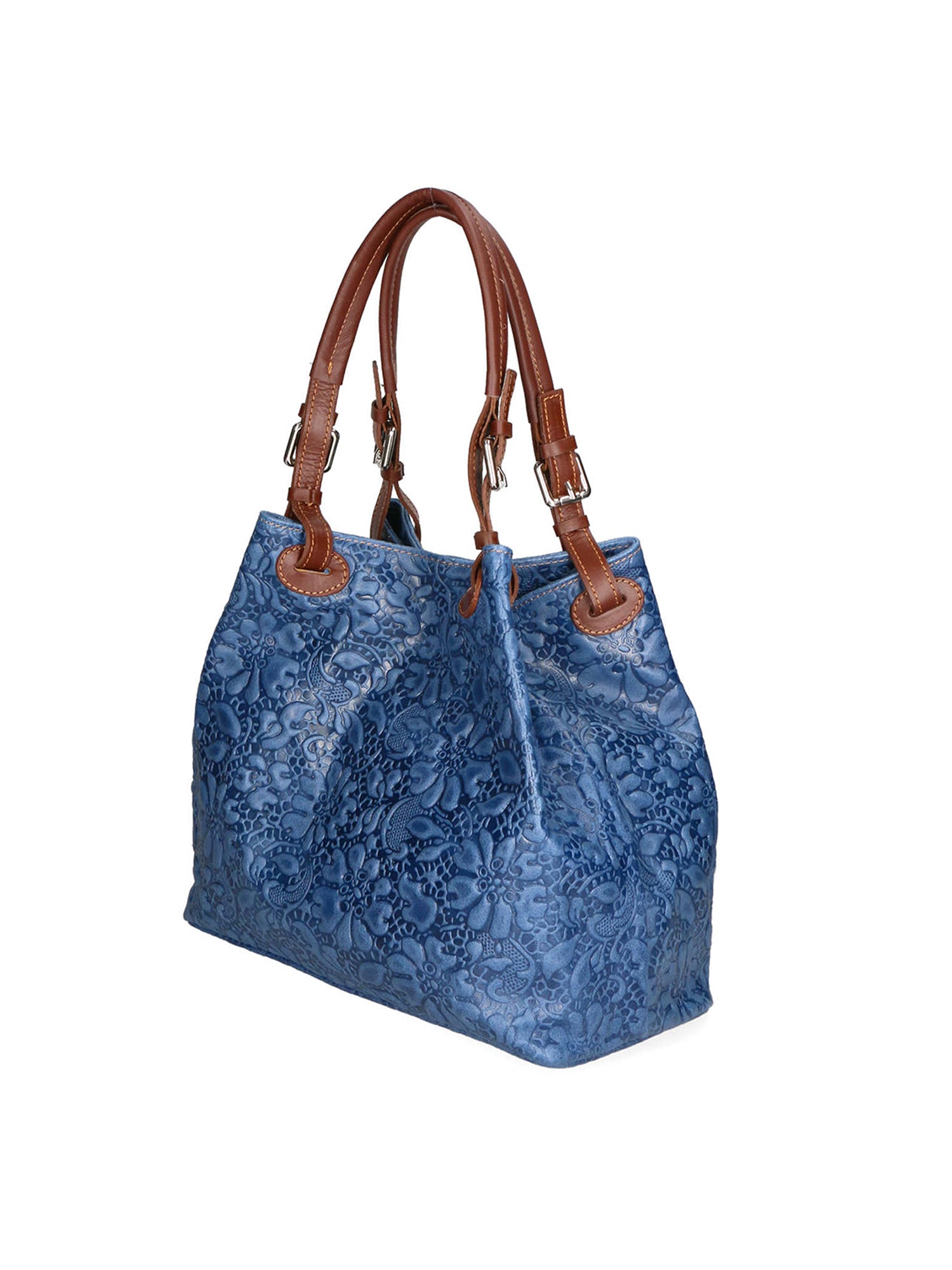 Elenia Borsa a mano da donna Vera pelle 80049-012 BLU JEANS Gave Lux