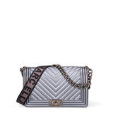 Borsa a mano da donna 100% Pvc FLAT-M 24-GUN METAL - BRUSH CDF Marc Ellis