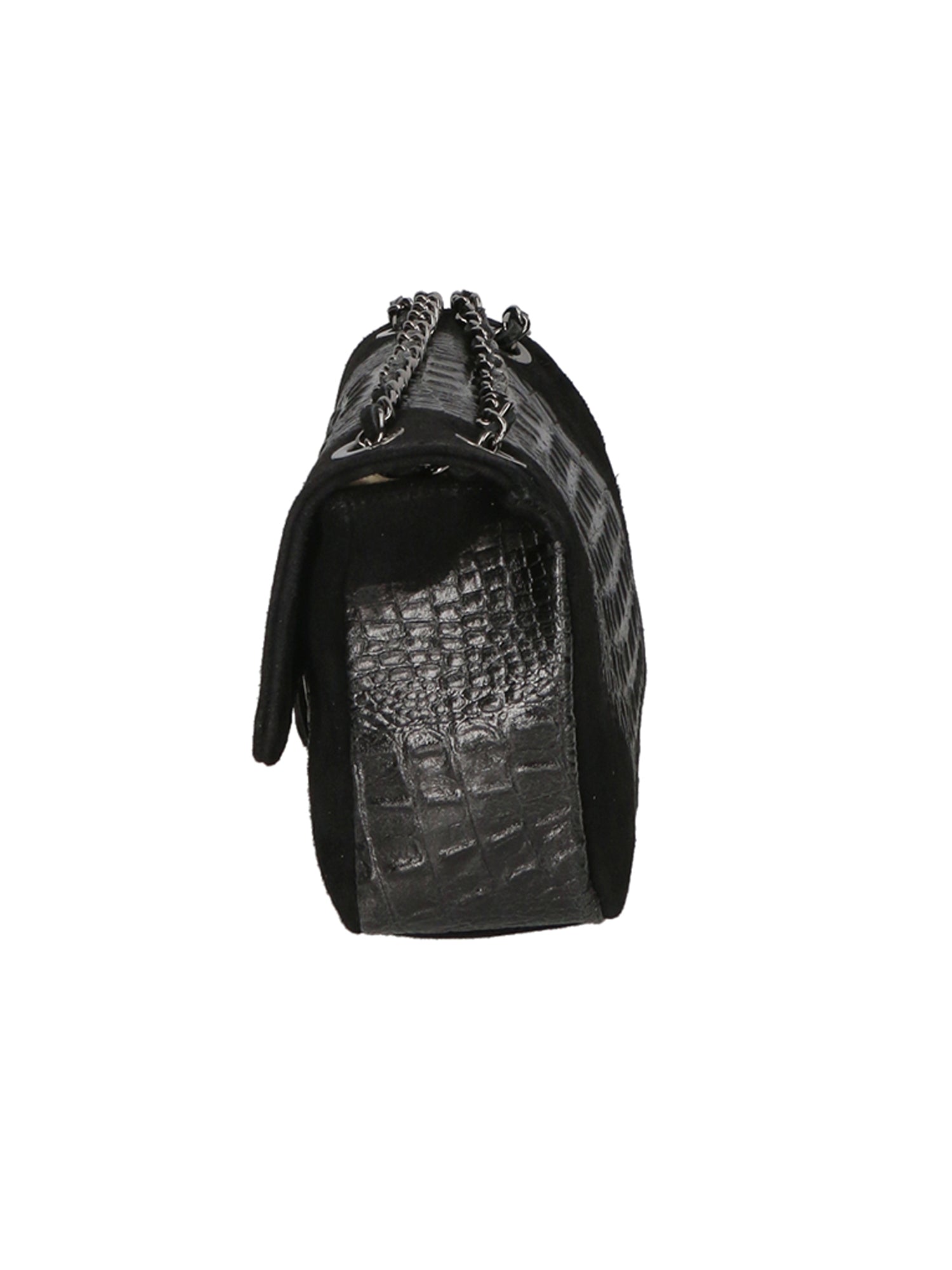 Edvige Borsa a spalla da donna Pelle Croco Stampata 80045-NERO Gave Lux