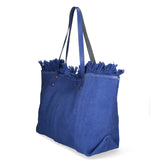 Agnese Borsa Shopper da donna Cotone e pelle 04649-D22 BLUETTE ROYAL BLU Gave Lux