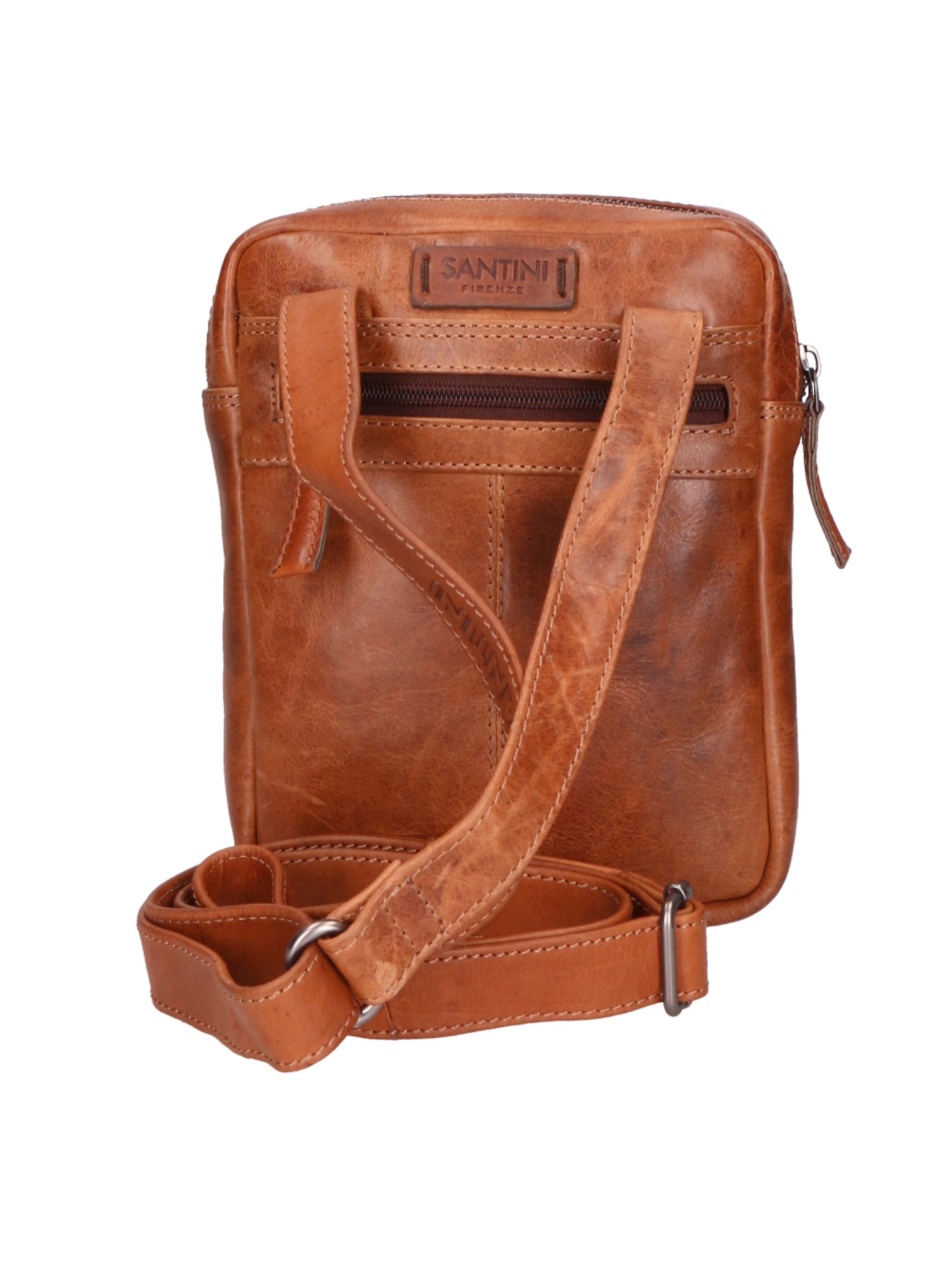 Borsa a tracolla unisex vera pelle 100% pelle di vacchetta SN5861347-TAN Santini Firenze