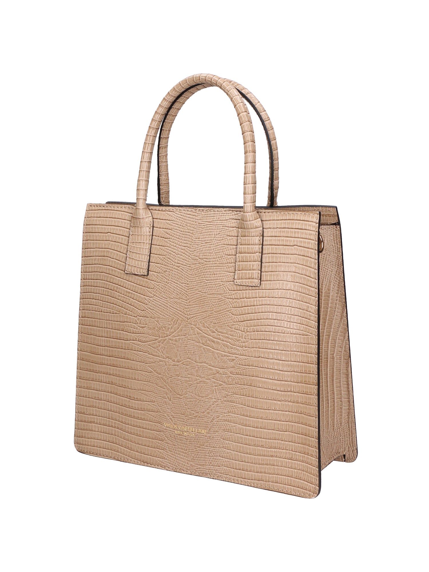 Giulia Borsa a mano da donna Vera pelle effetto cocco 468W-LU05 TAUPE CHIARO Viola Castellani