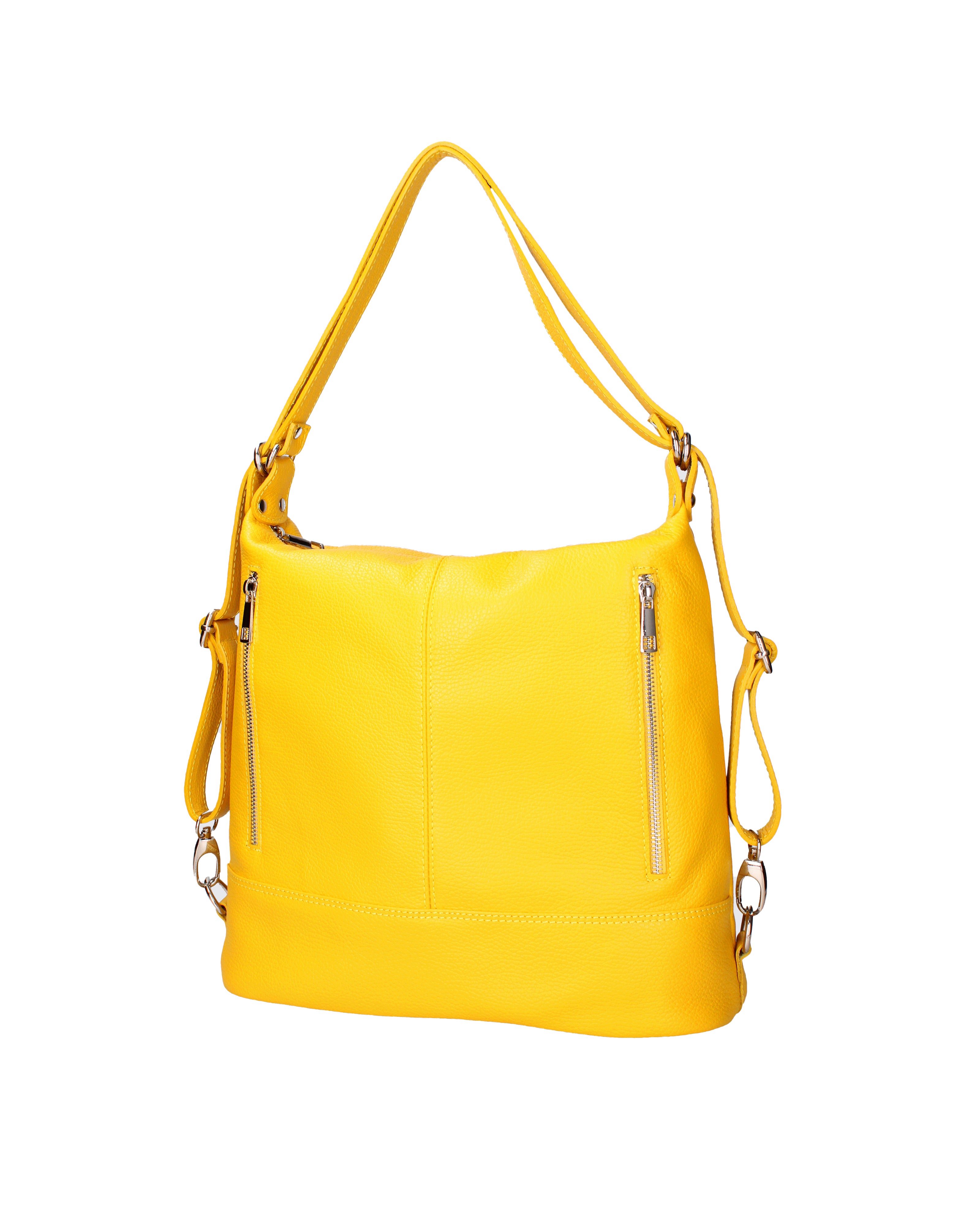 Vera pelle 07135-D04 GIALLO Borsa a spalla convertibile Anjelica Viola Castellani