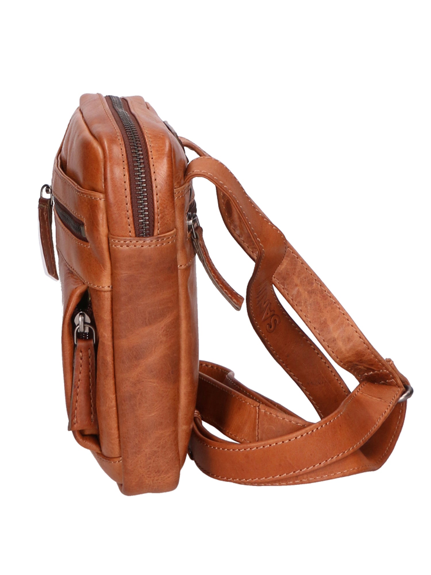 Borsa a tracolla unisex vera pelle 100% pelle di vacchetta SN5861347-TAN Santini Firenze
