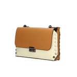 Vera pelle 8641-BEIGE+CUOIO Borsa a tracolla da donna Evanthe Pro Gave Lux