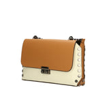 Vera pelle 8641-BEIGE+CUOIO Borsa a tracolla da donna Evanthe Pro Gave Lux