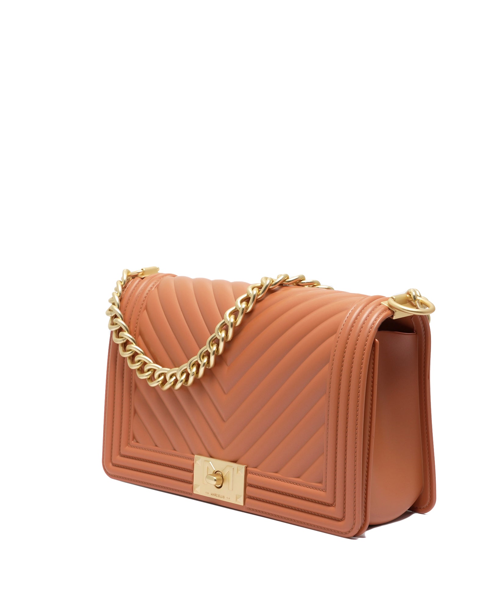 Borsa a mano da donna 100% PVC FLAT M-RAME + OFF GOLD Marc Ellis