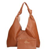 Borsa a spalla da donna 100% vera pelle 07156-D17 CUOIO SCURO Viola Castellani