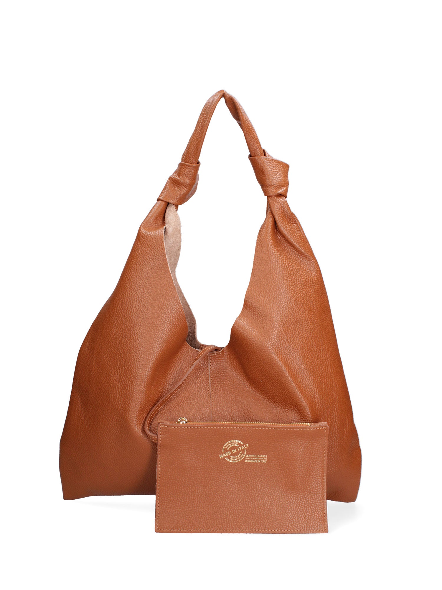 Borsa a spalla da donna 100% vera pelle 07156-D17 CUOIO SCURO Viola Castellani