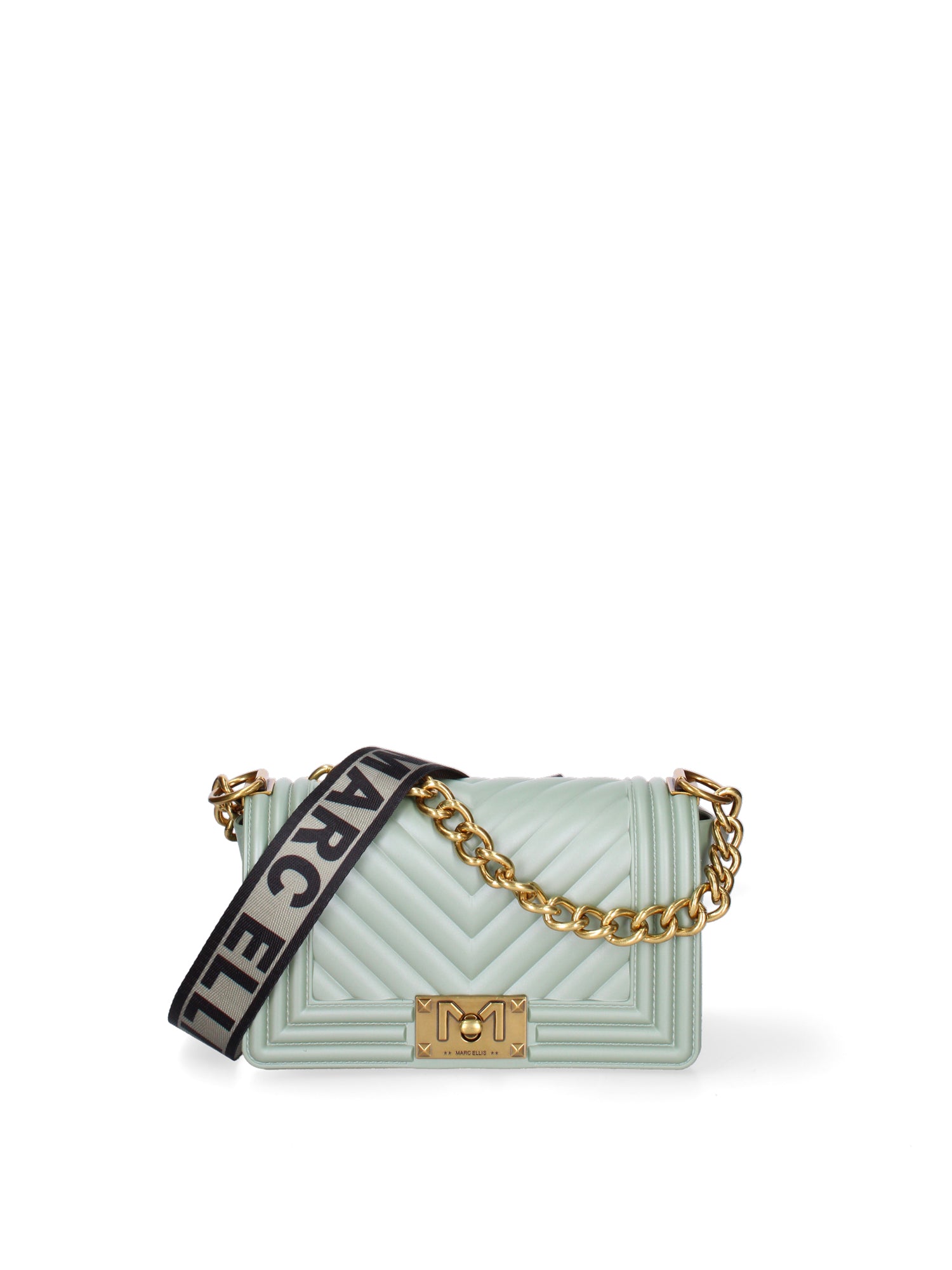 Borsa a mano da donna 100% Pvc FLAT-S 24-OLIVE - LIGHT OTTONE Marc Ellis