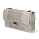 Edvige Borsa a spalla da donna Pelle Croco Stampata 80045-GRIGIO Gave Lux