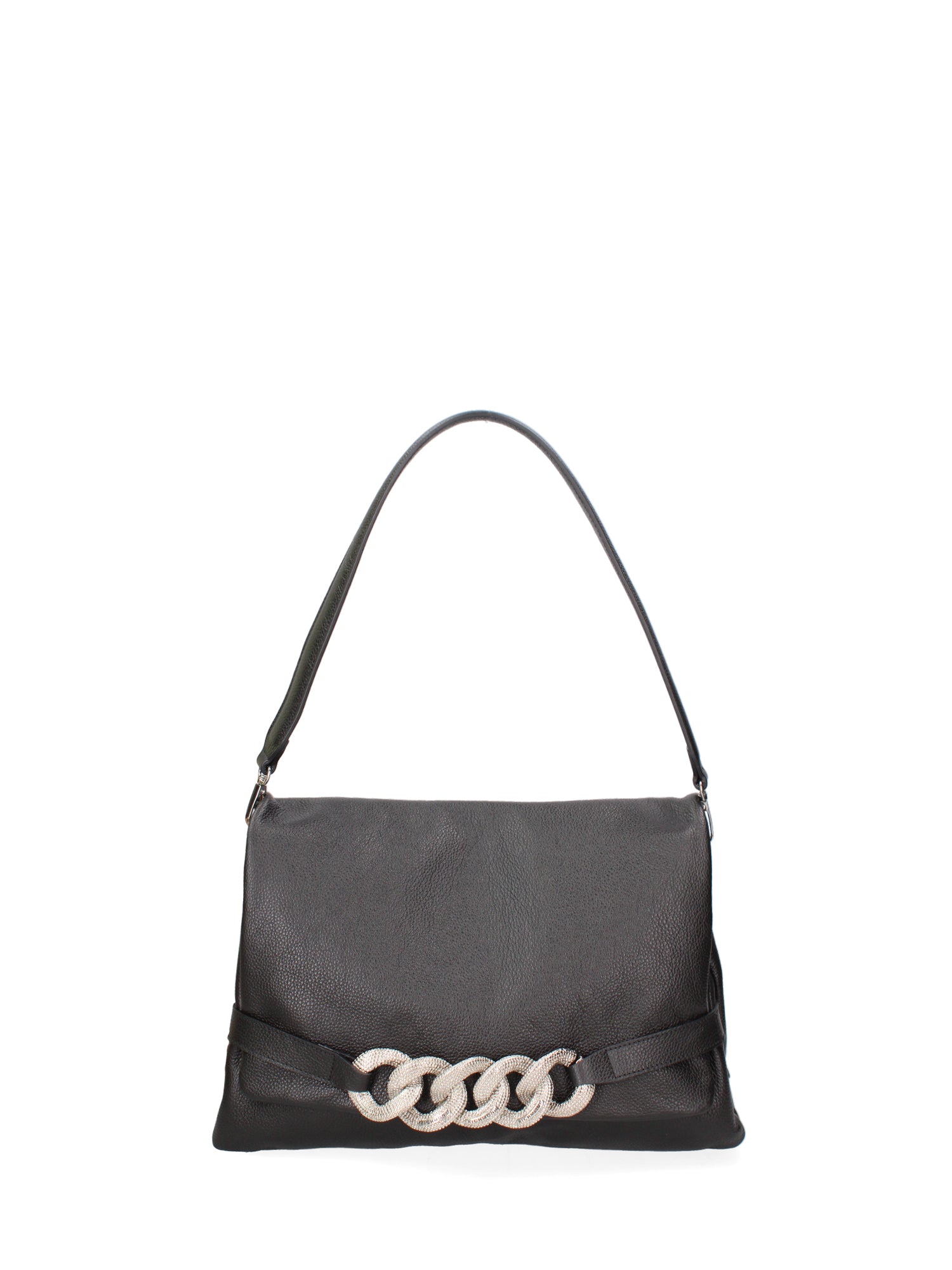 Borsa a spalla da donna 100% vera pelle JR-W-1160L-DO-BLACK + SILVER John Richmond