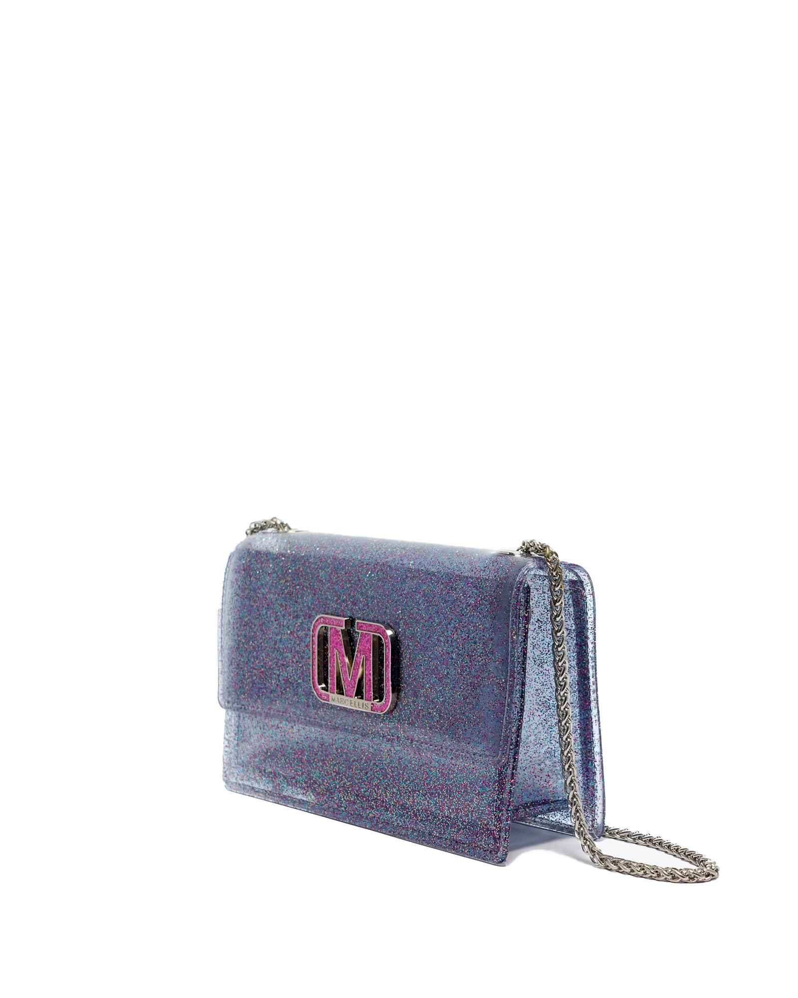 Borsa a mano da donna 100% Pvc FLAT SUPERMEE M-LILLA STRASS Marc Ellis