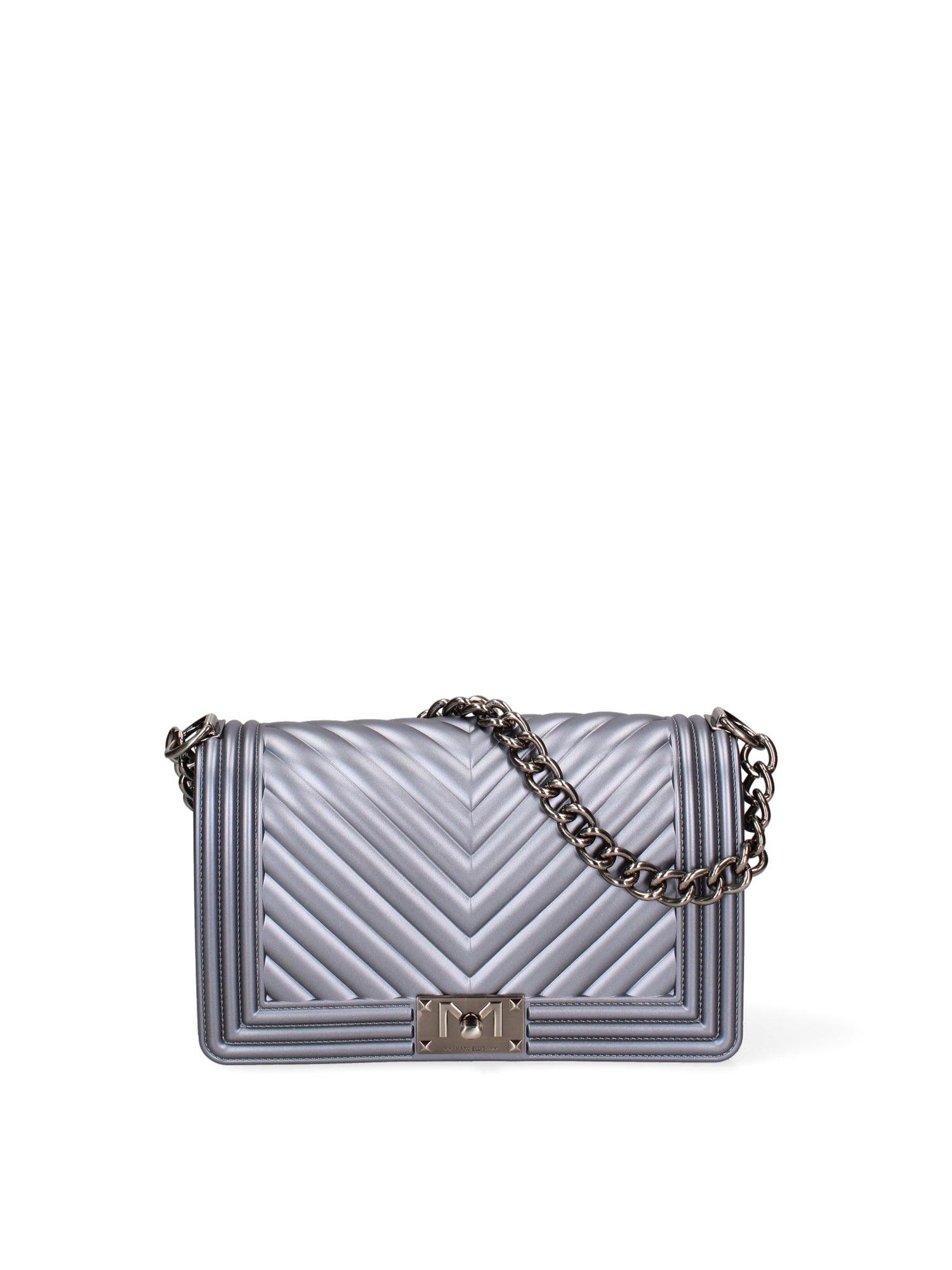 Borsa a mano da donna 100% Pvc FLAT-M 24-GUN METAL - BRUSH CDF Marc Ellis