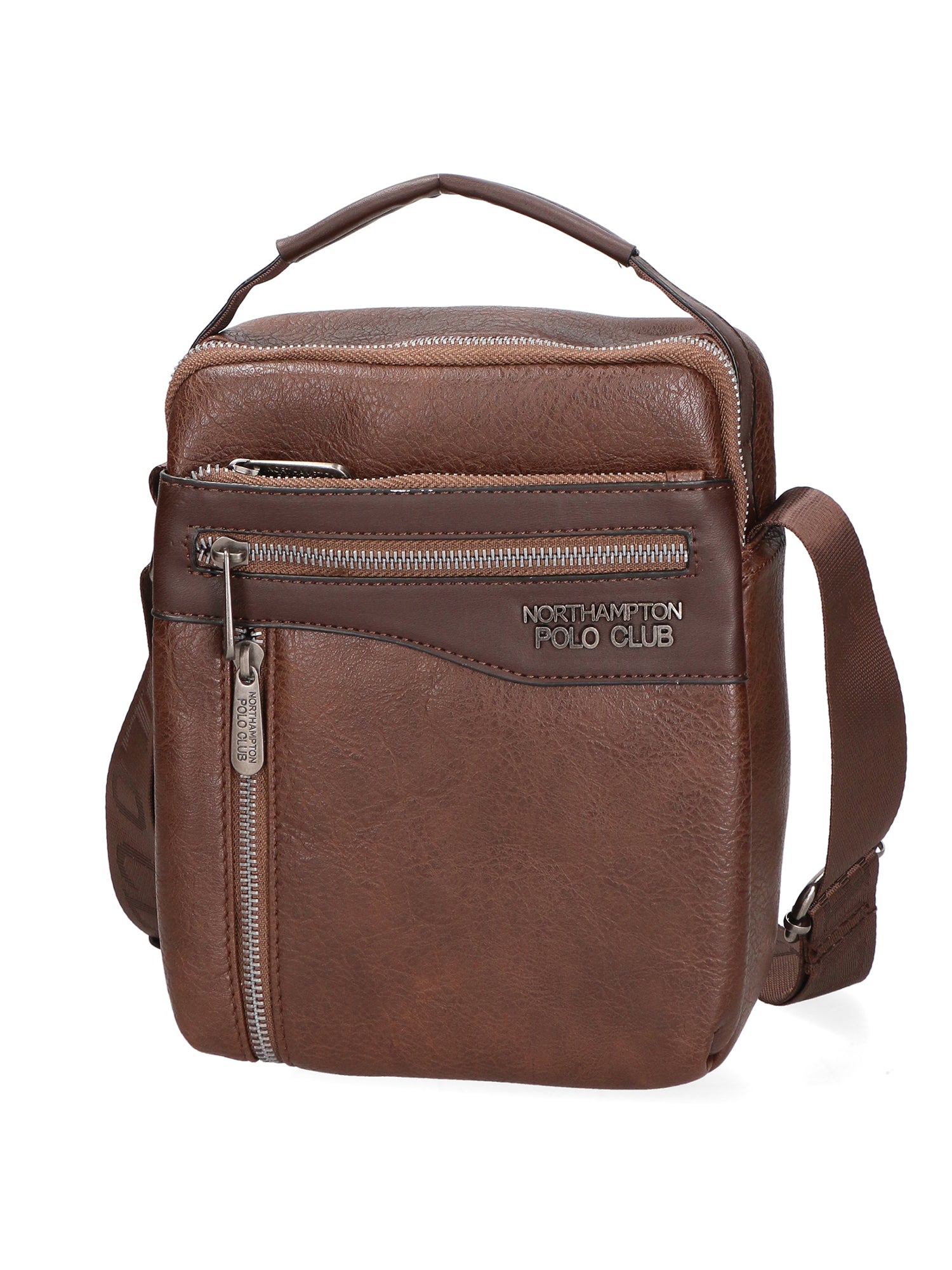 Borsa a tracolla uomo in pelle PU Casual PCL3004-BROWN Northampton Polo Club
