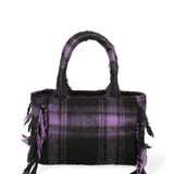 Borsa a mano da donna 100% lana e tessuto BUBY-TARTAN-M-DARK MAUVE Marc Ellis