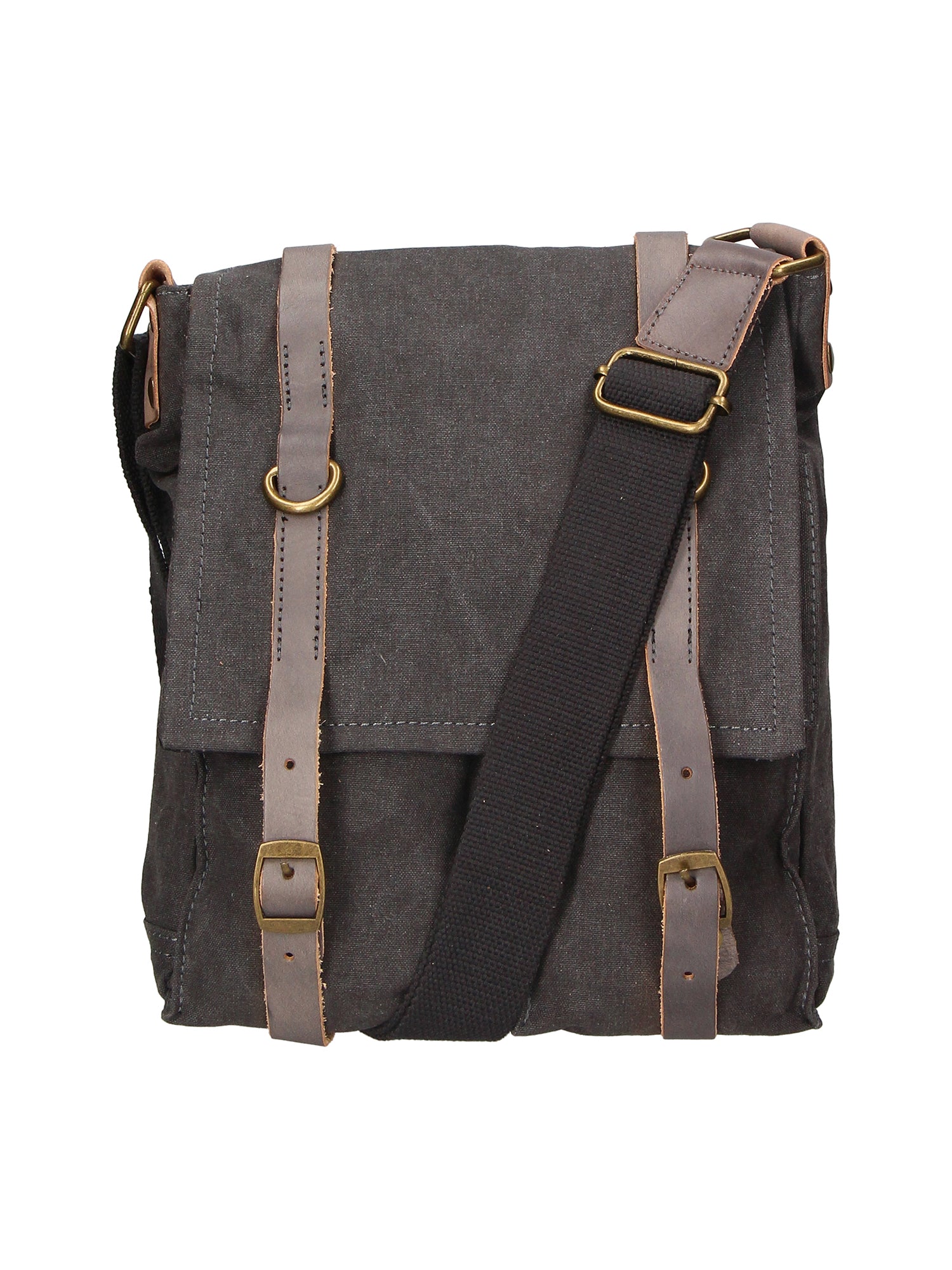 Milena Borsa a tracolla unisex Canvas e vera pelle ZG3009-NERO BLACK Gave Lux