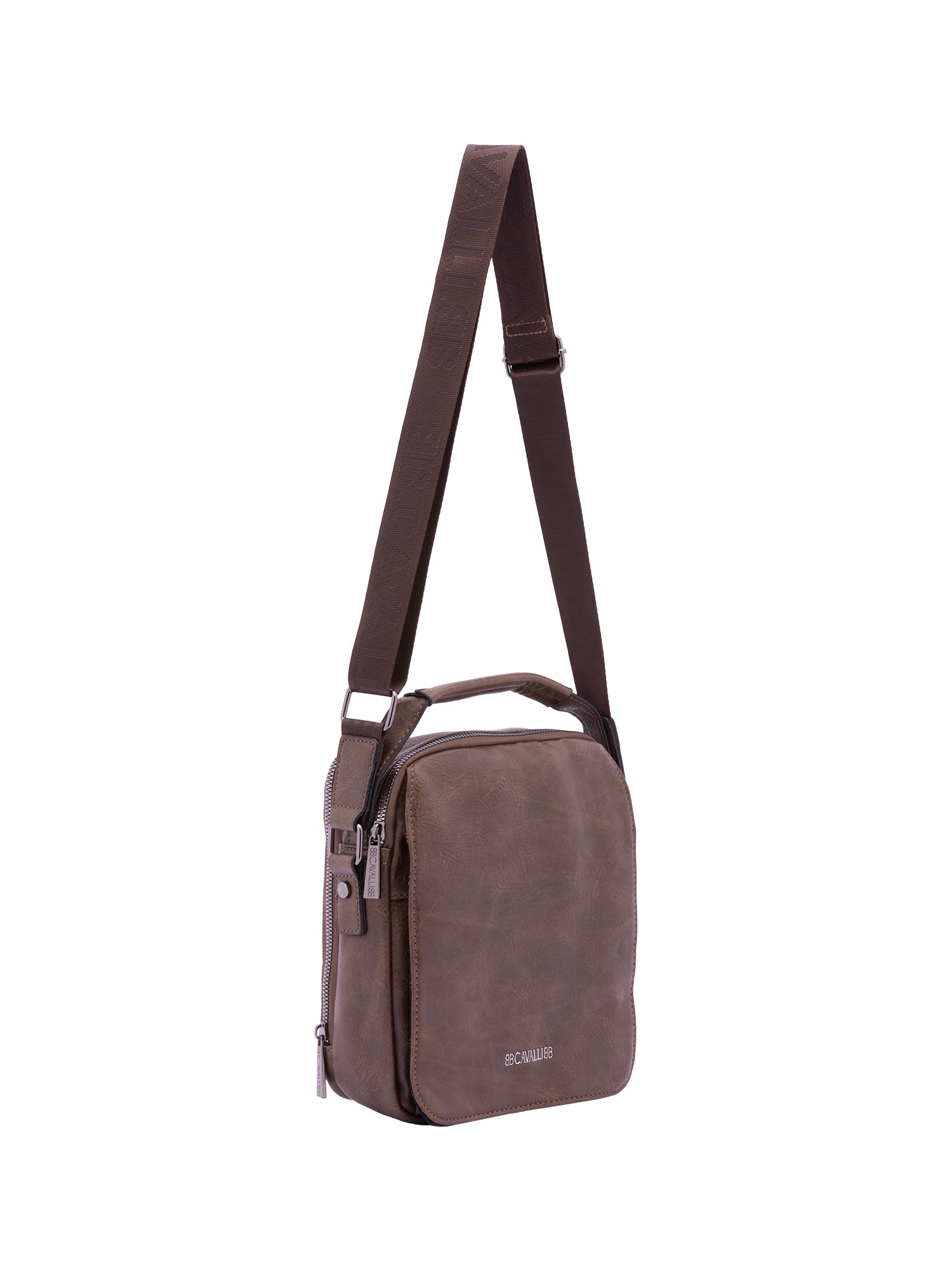 Borsa a tracolla uomo Ecopelle e poliestere BC1193-CAFFE' B Cavalli
