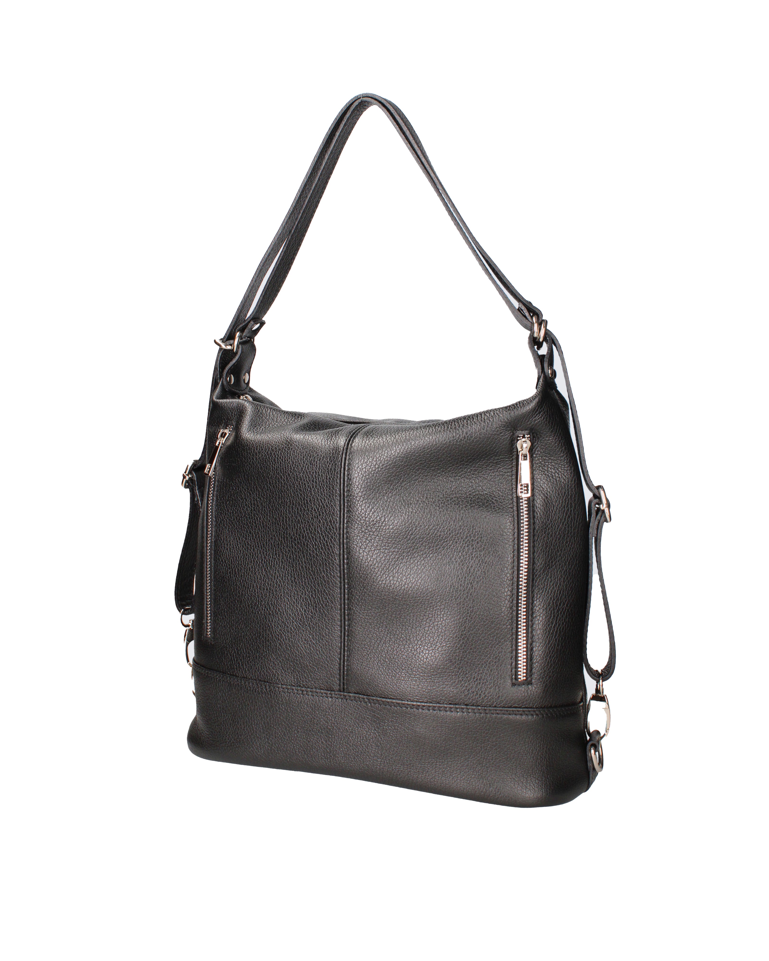 Vera pelle 07135-D28 NERO Borsa a spalla convertibile Anjelica Viola Castellani