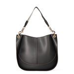 Borsa a spalla da donna 100% pelle riciclata 07224-Nero Viola Castellani