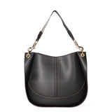 Borsa a spalla da donna 100% pelle riciclata 07224-Nero Viola Castellani