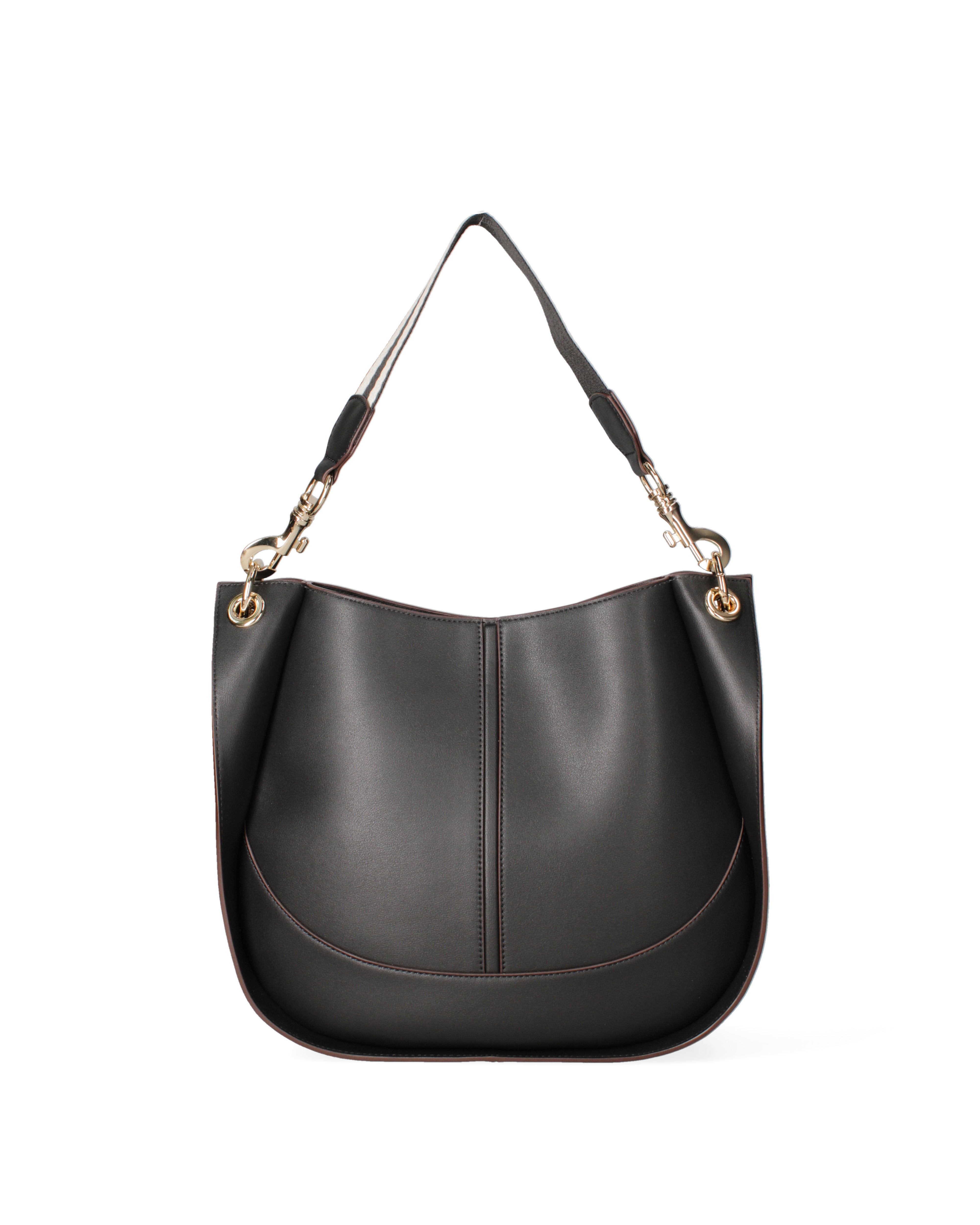 Borsa a spalla da donna 100% pelle riciclata 07224-Nero Viola Castellani
