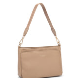 Borsa a spalla da donna 100% pelle vegana PU 703-1PT-CAFFELATTE Diana&co