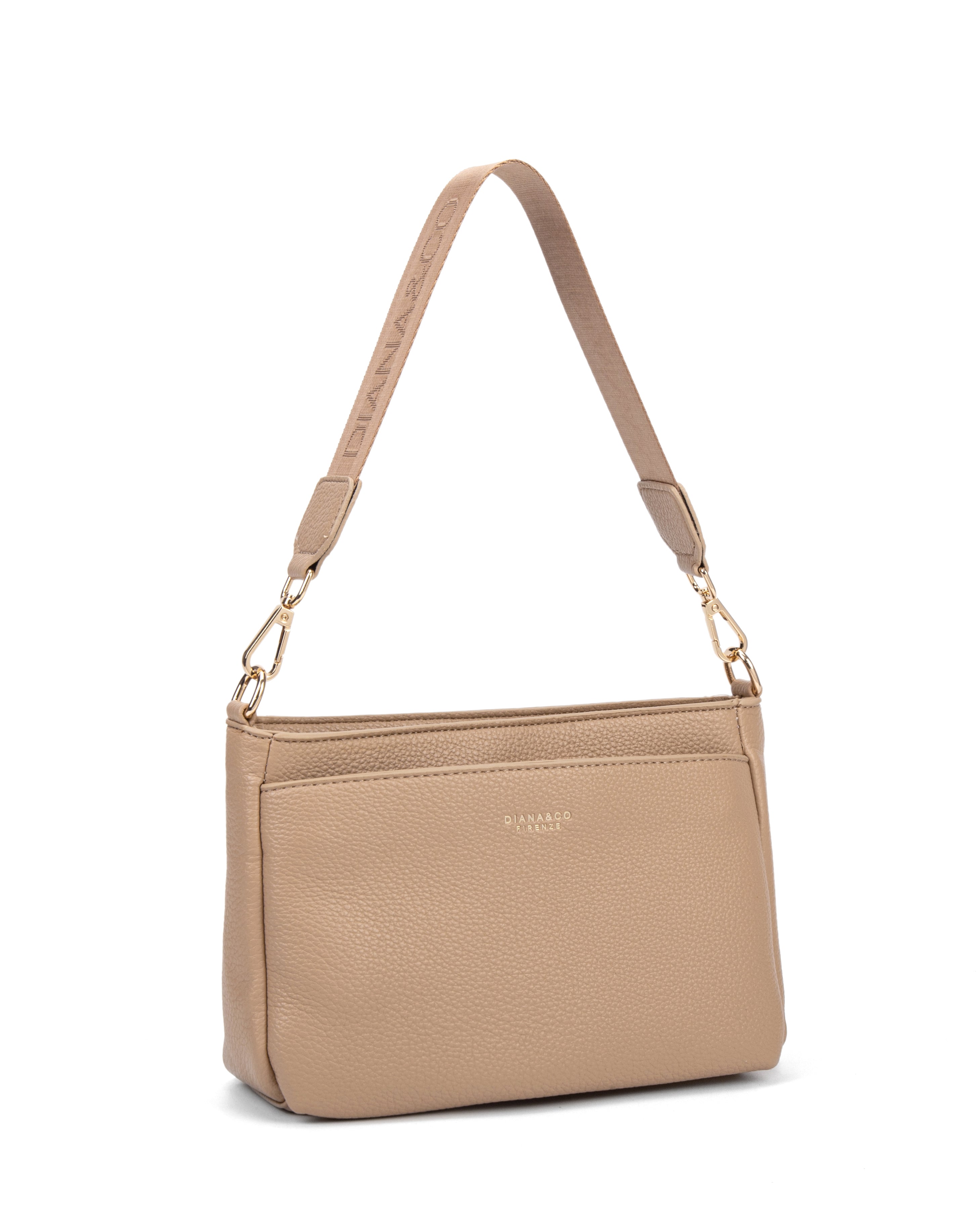 Borsa a spalla da donna 100% pelle vegana PU 703-1PT-CAFFELATTE Diana&co