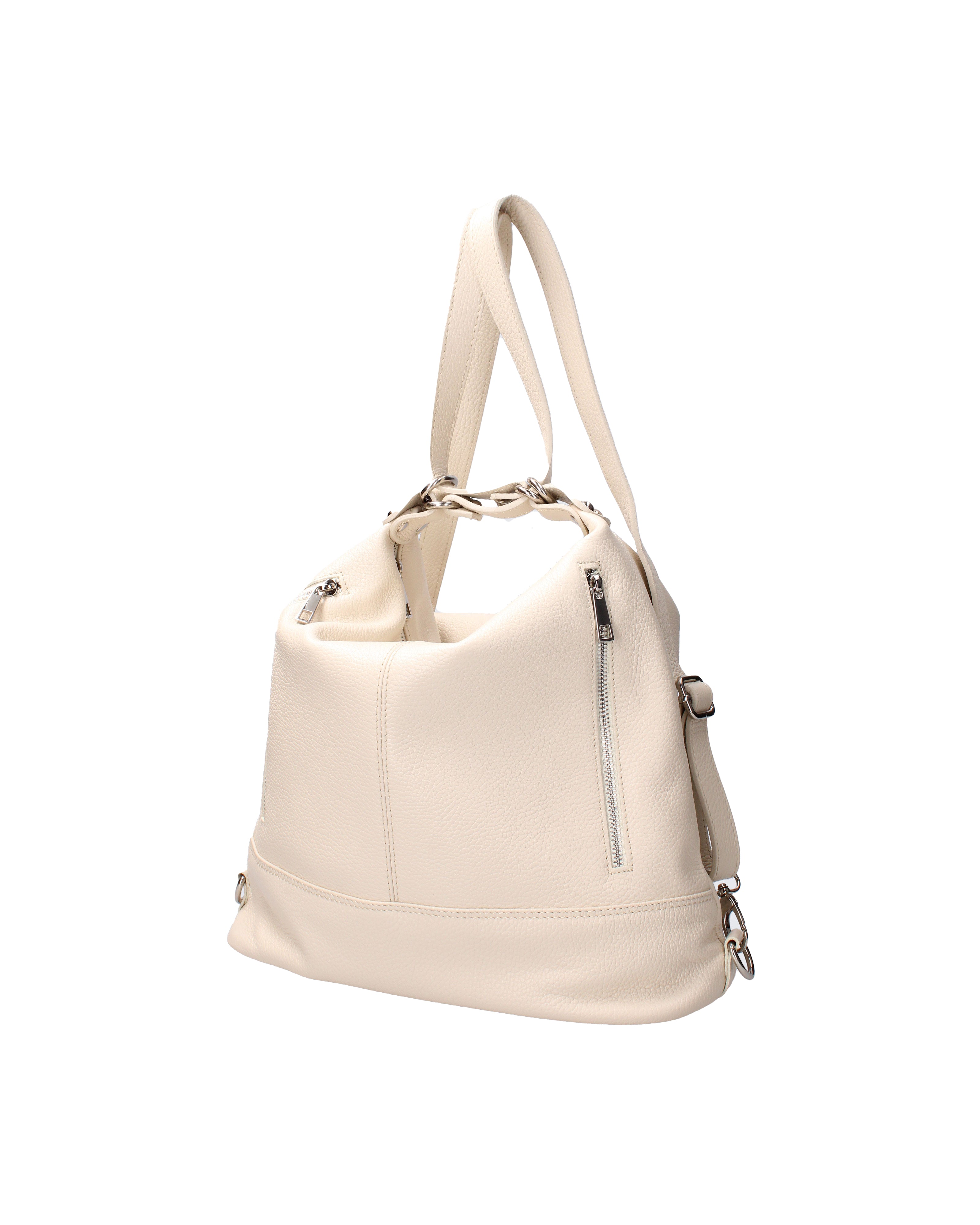Vera pelle 07135-D37 LATTE Borsa a spalla convertibile Anjelica Viola Castellani