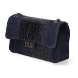Edvige Borsa a spalla da donna Pelle Croco Stampata 80045-BLU Gave Lux
