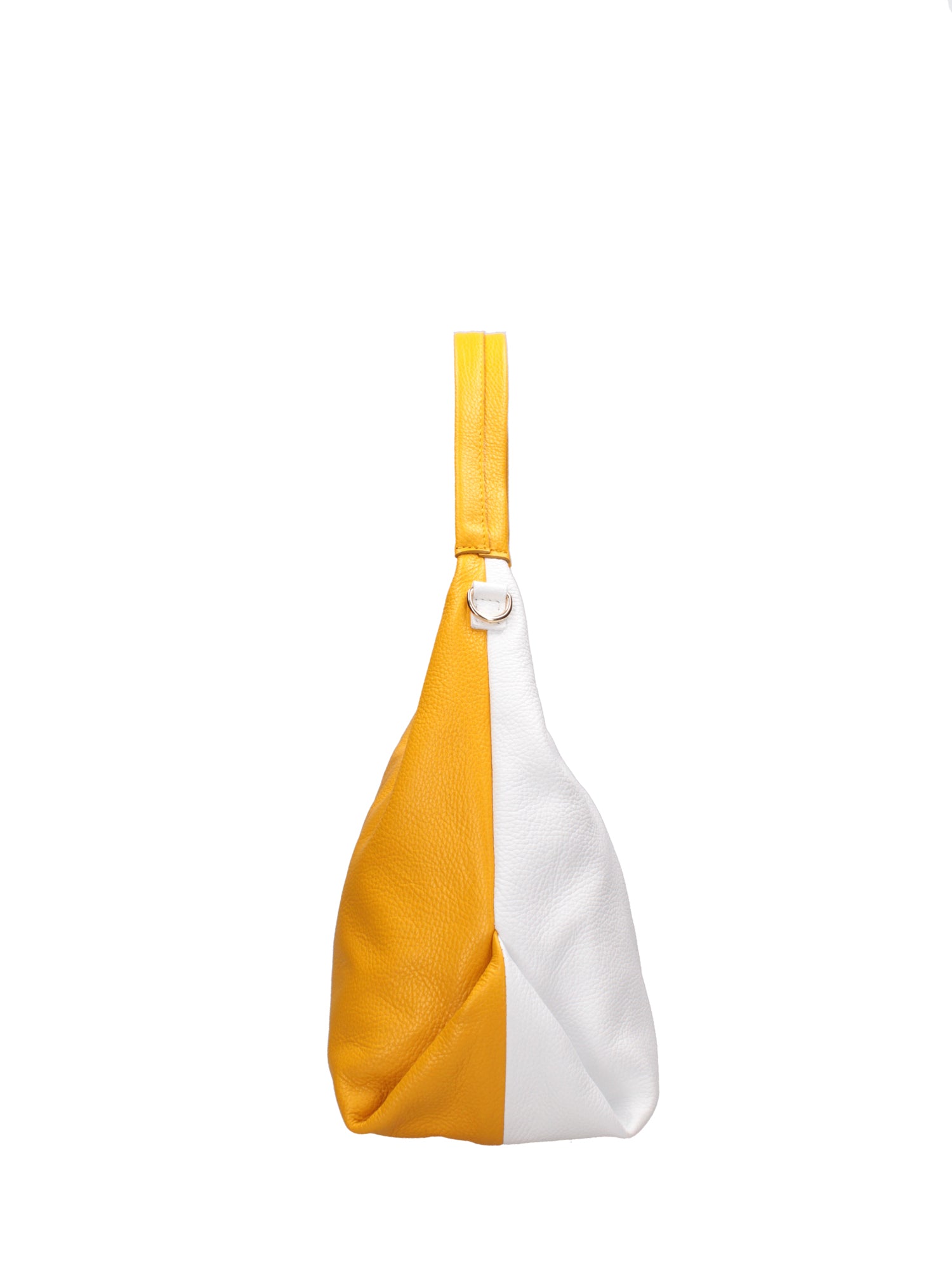 Borsa a spalla da donna Vera pelle 07233-D04 GIALLO+BIANCO Roberta Rossi