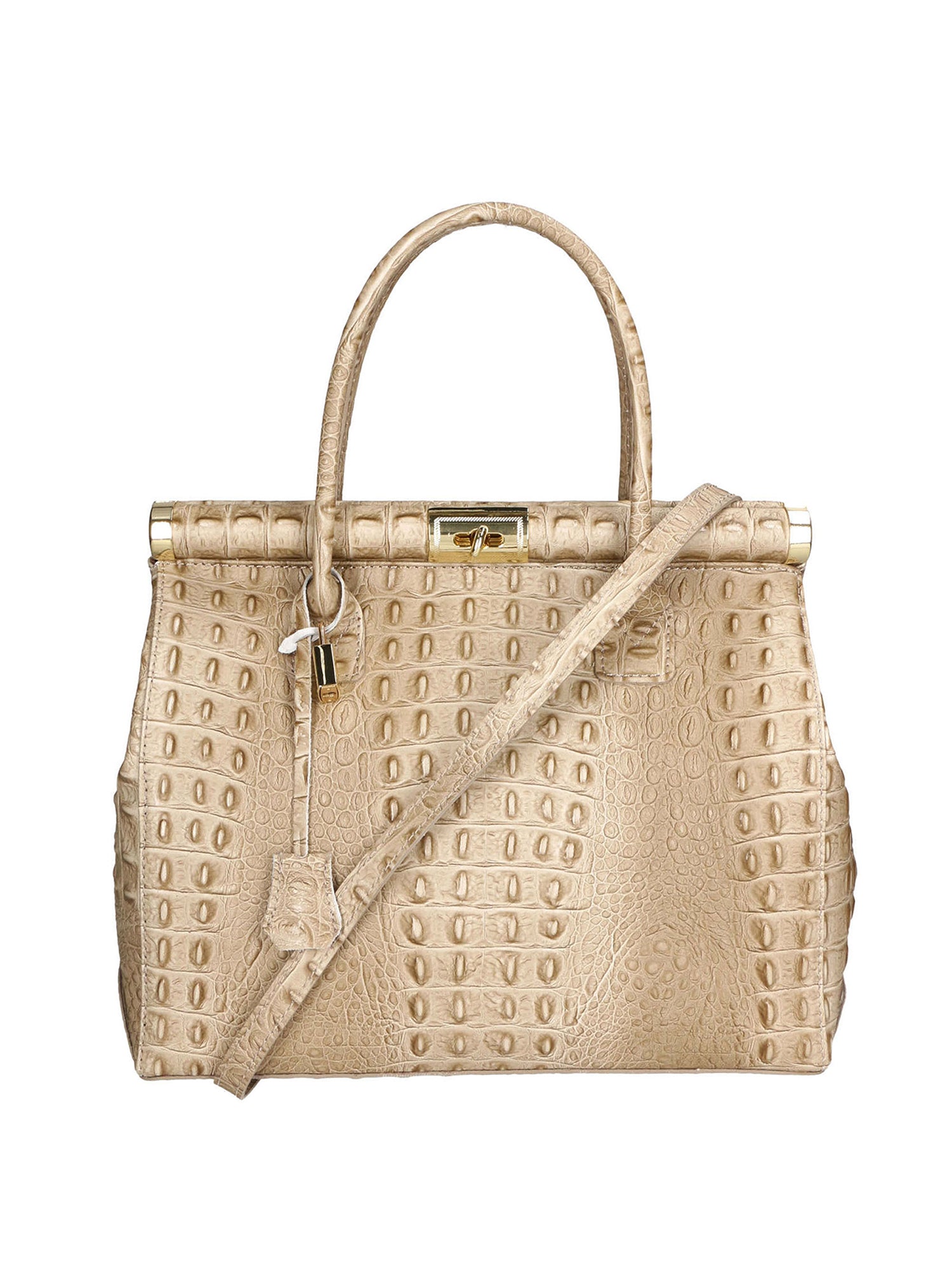 Deborah Borsa a mano da donna Pelle Croco Stampata 7727-C40 TAUPE SCURO DARK TAUPE Gave Lux