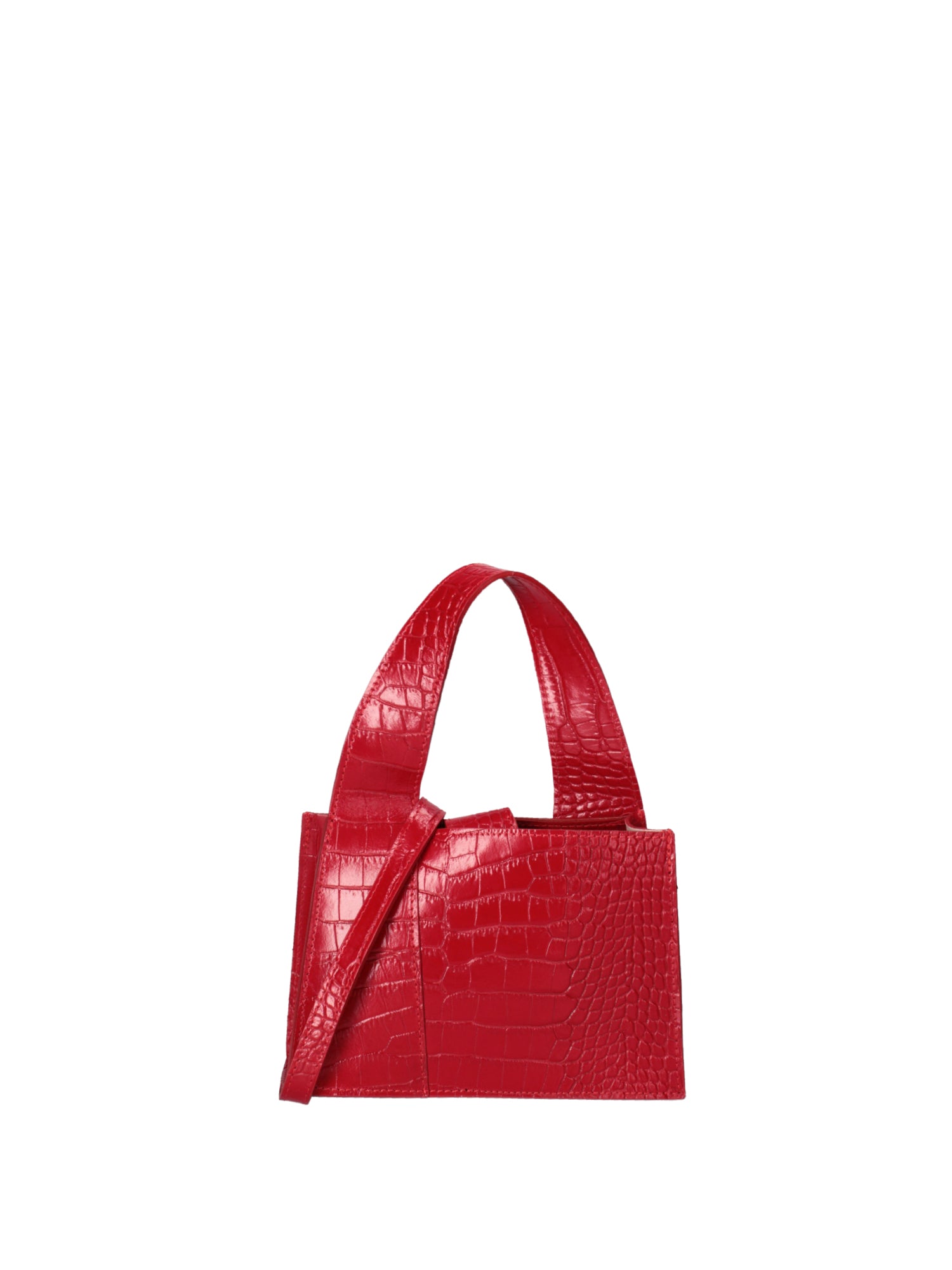 Borsa a mano da donna Vera pelle effetto cocco 07220-C58 ROSSO Roberta Rossi