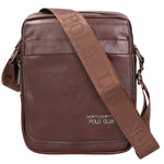 Borsa a tracolla uomo in pelle PU Casual PCL3081-BROWN Northampton Polo Club