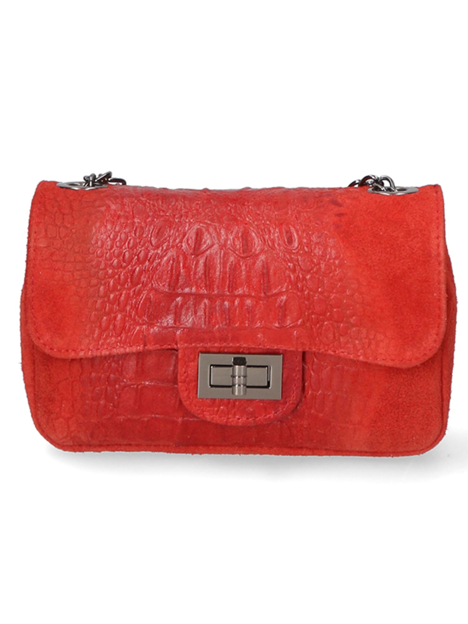 Camilla Borsa a tracolla da donna Pelle scamosciata croco 10029-ROSSO RED Gave Lux