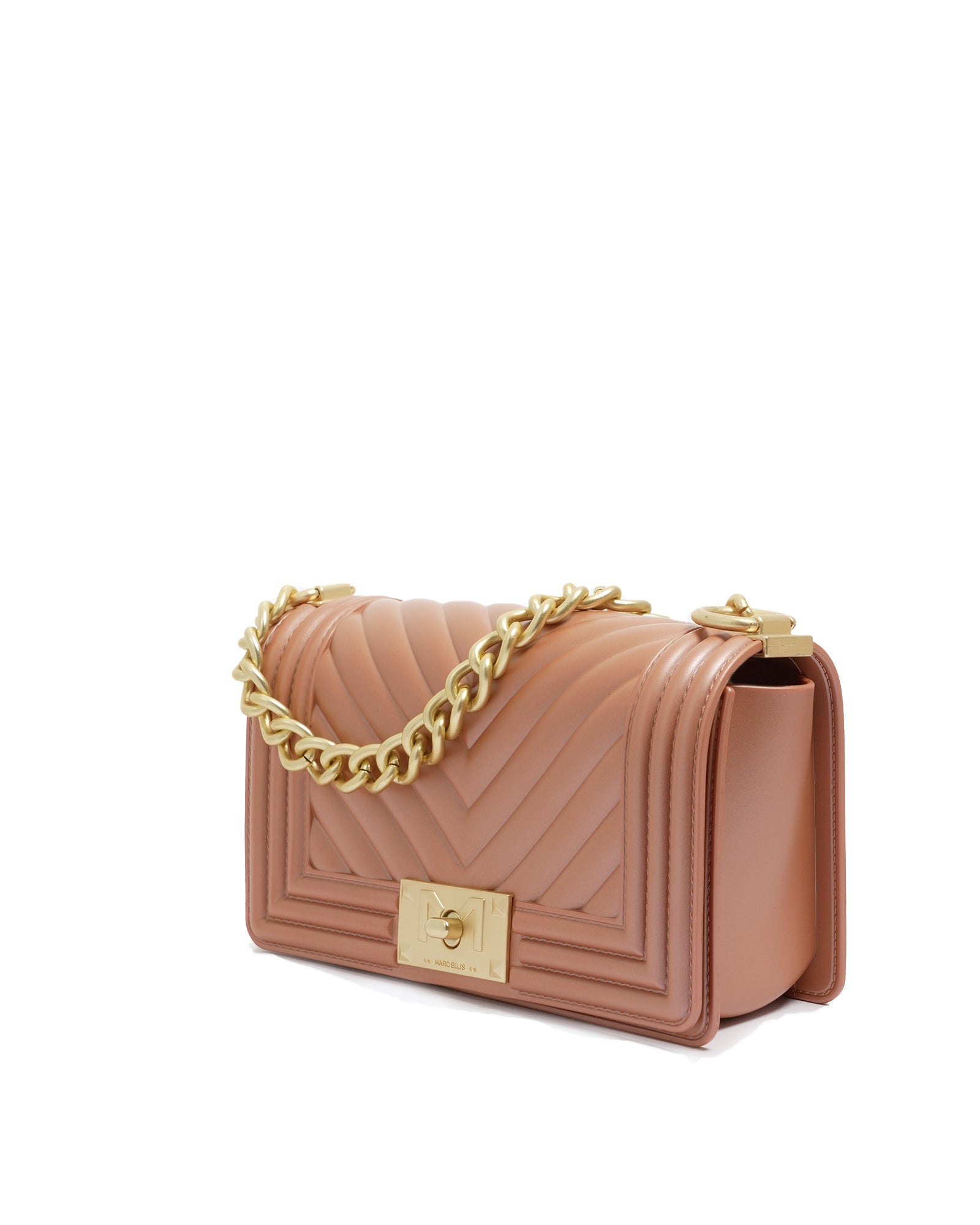 Borsa a mano da donna 100% Pvc FLAT S-RAME + OFF GOLD Marc Ellis