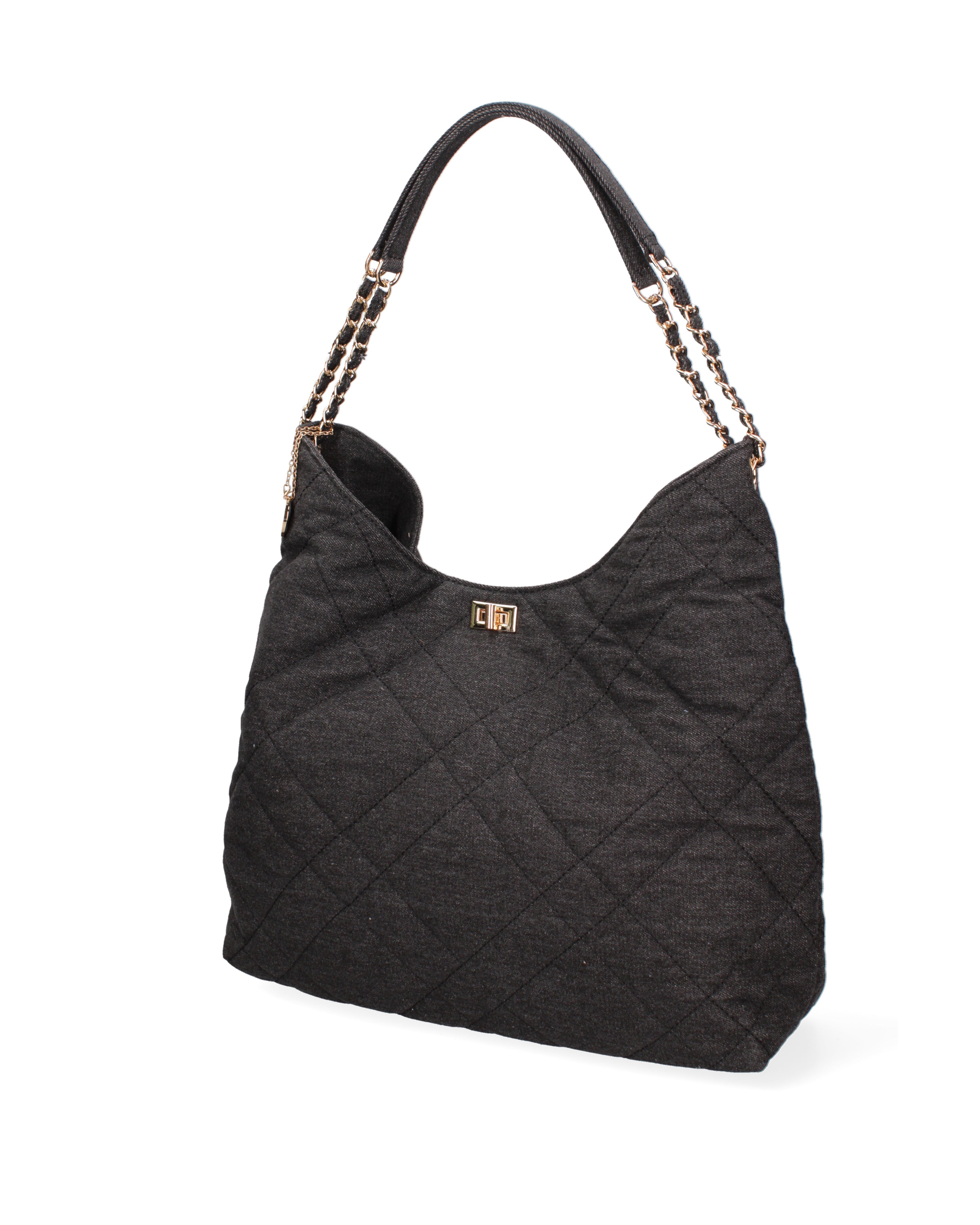 Borsa a spalla da donna Nylon ed ecopelle DC3533-4-BLACK Diana&co