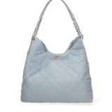 Borsa a spalla da donna Nylon ed ecopelle DC3533-4-LIGHTBLUE Diana&co
