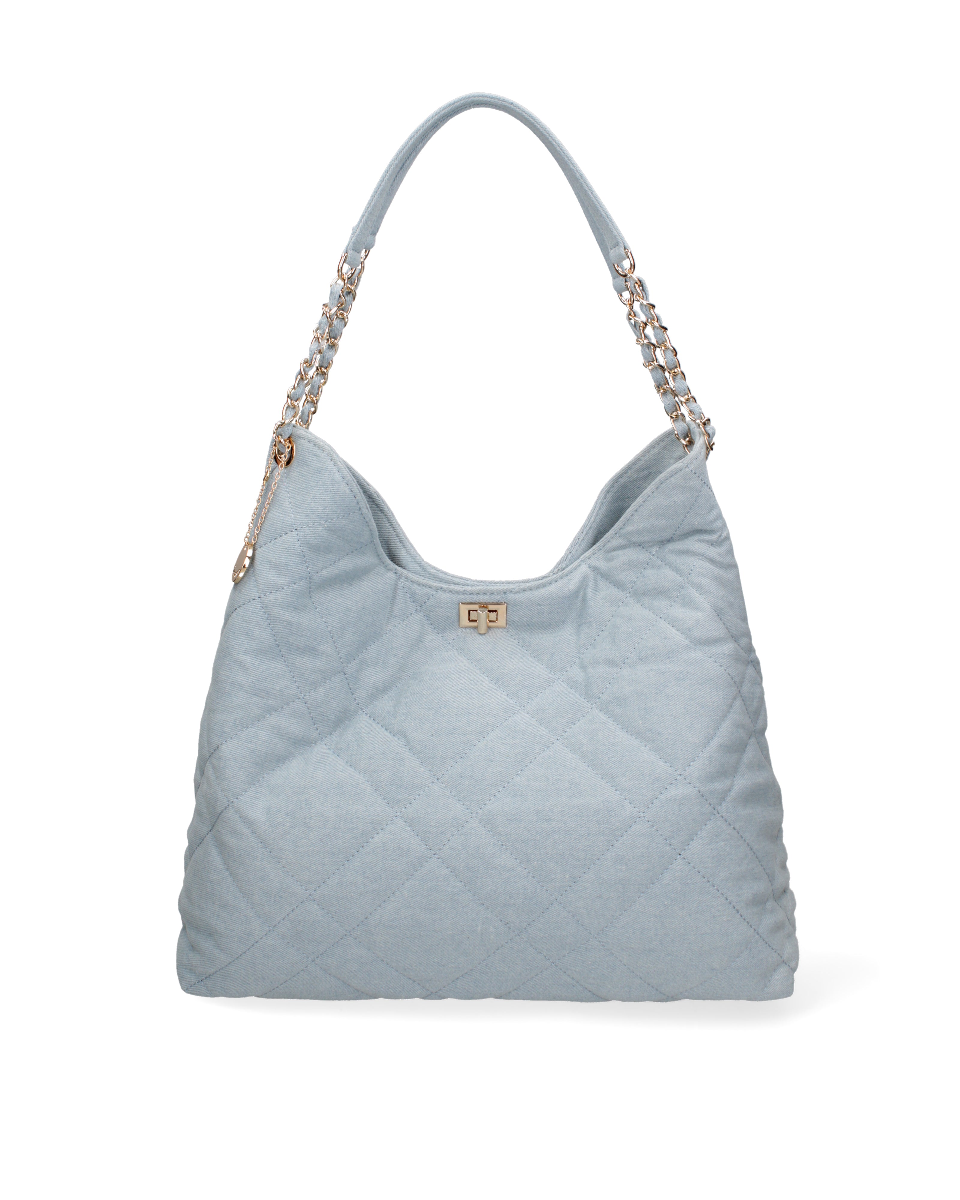 Borsa a spalla da donna Nylon ed ecopelle DC3533-4-LIGHTBLUE Diana&co