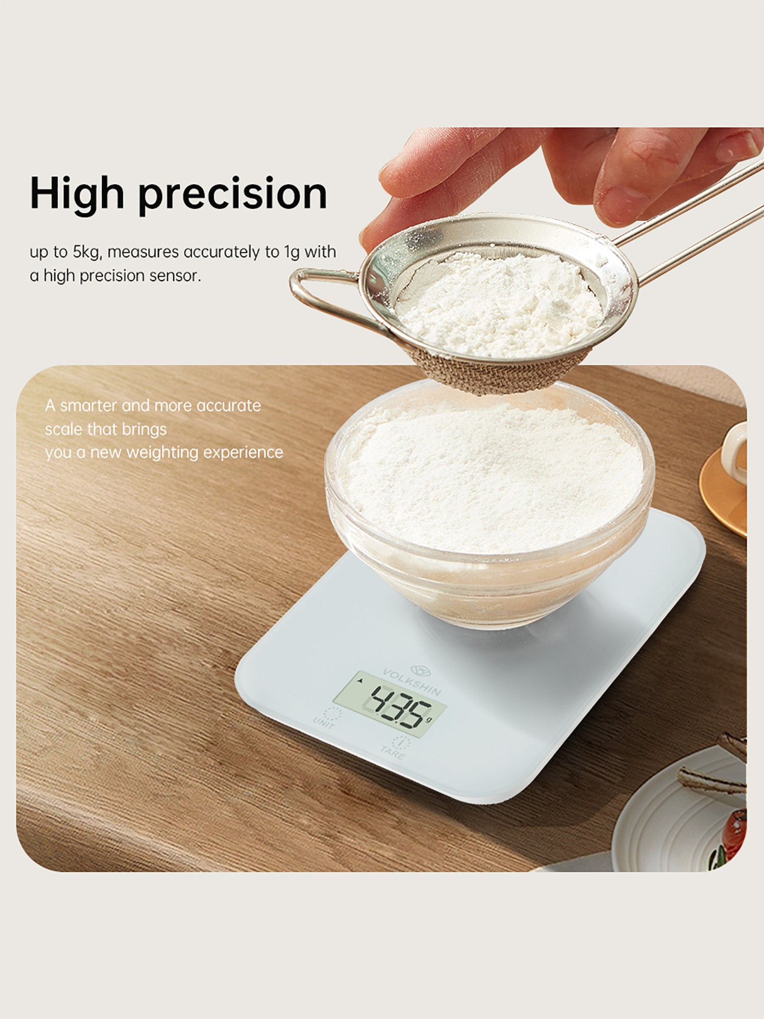 Bilancia da cucina digitale Abs & Vetro PT-228-White Volkshin