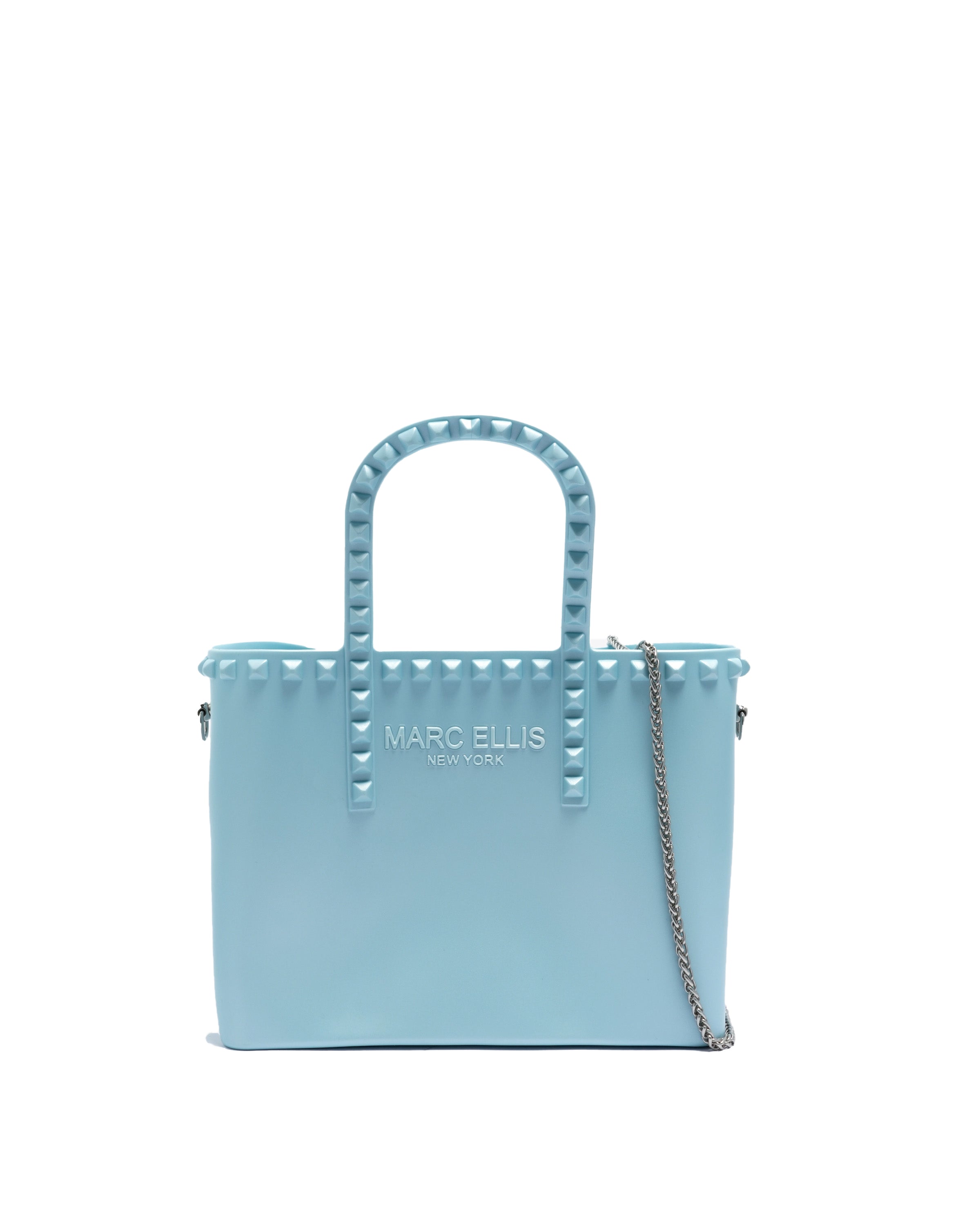 Borsa a mano da donna 100% Pvc FLAT GLAS M-AQUA + SILVER Marc Ellis