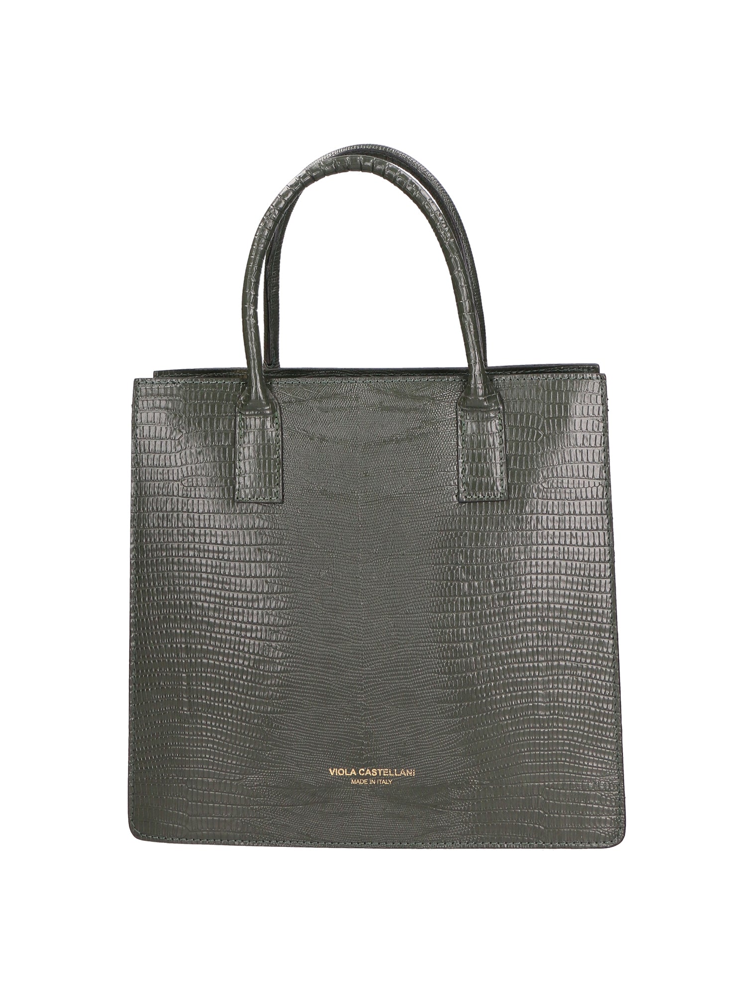 Giulia Borsa a mano da donna Vera pelle effetto cocco 468W-LU14 VERDE SCURO Viola Castellani